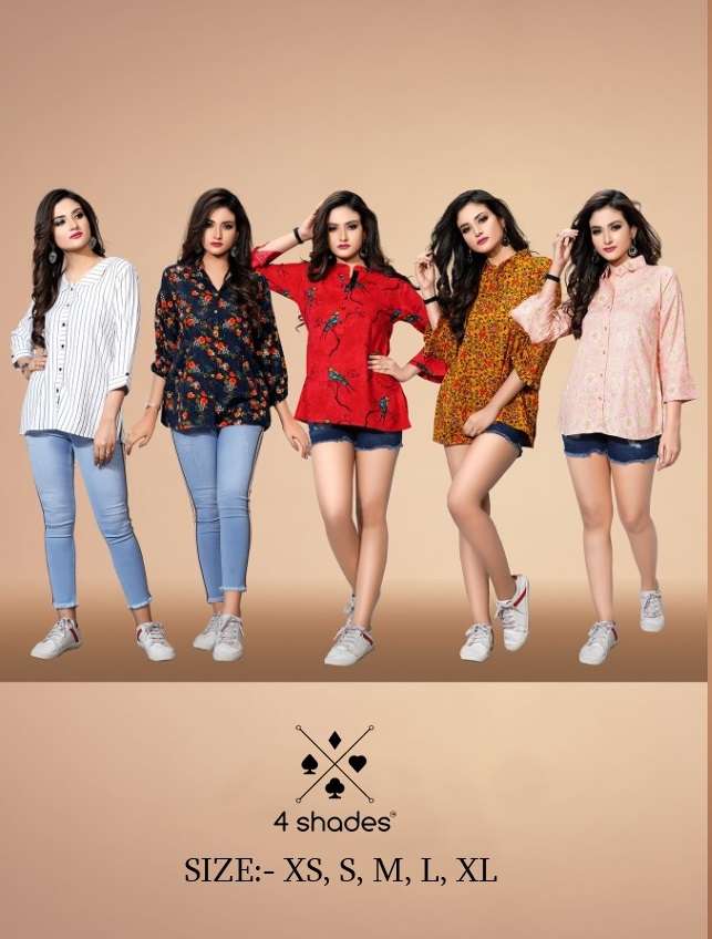 FLORA BY 4 SHADES 1001 TO 1005 SERIES BEAUTIFUL STYLISH FANCY COLORFUL CASUAL WEAR & ETHNIC WEAR RAYON 14 KG TOPS AT WHOLESALE PRICE