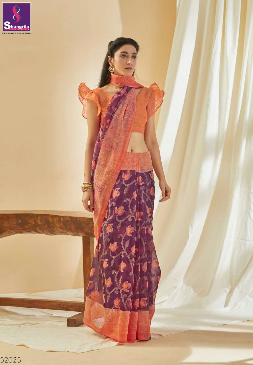 NAIRA VOL-2 BY SHANGRILA 52021 TO 52032 SERIES INDIAN TRADITIONAL WEAR COLLECTION BEAUTIFUL STYLISH FANCY COLORFUL PARTY WEAR & OCCASIONAL WEAR REACH BRASOO SAREES AT WHOLESALE PRICE