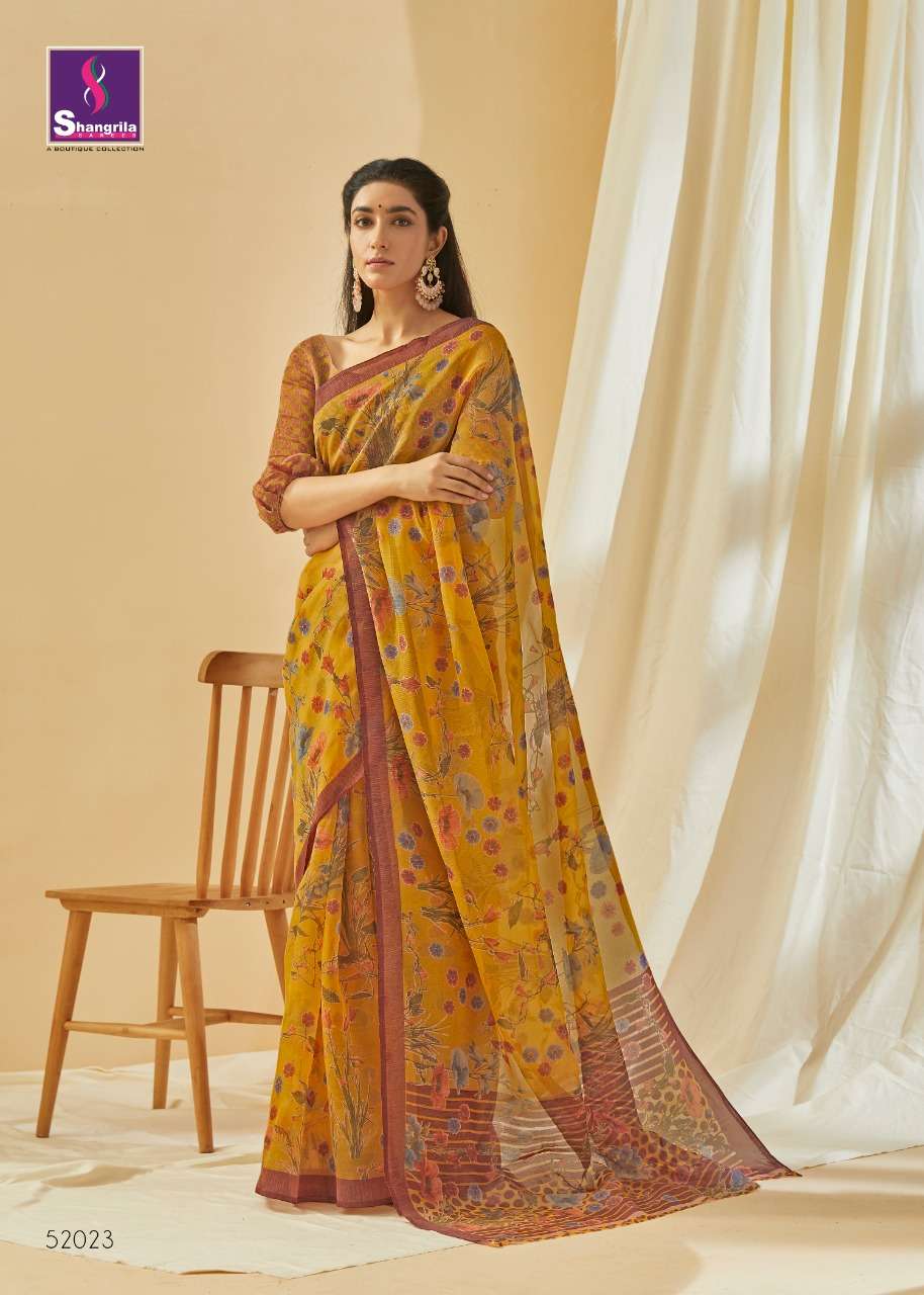 NAIRA VOL-2 BY SHANGRILA 52021 TO 52032 SERIES INDIAN TRADITIONAL WEAR COLLECTION BEAUTIFUL STYLISH FANCY COLORFUL PARTY WEAR & OCCASIONAL WEAR REACH BRASOO SAREES AT WHOLESALE PRICE