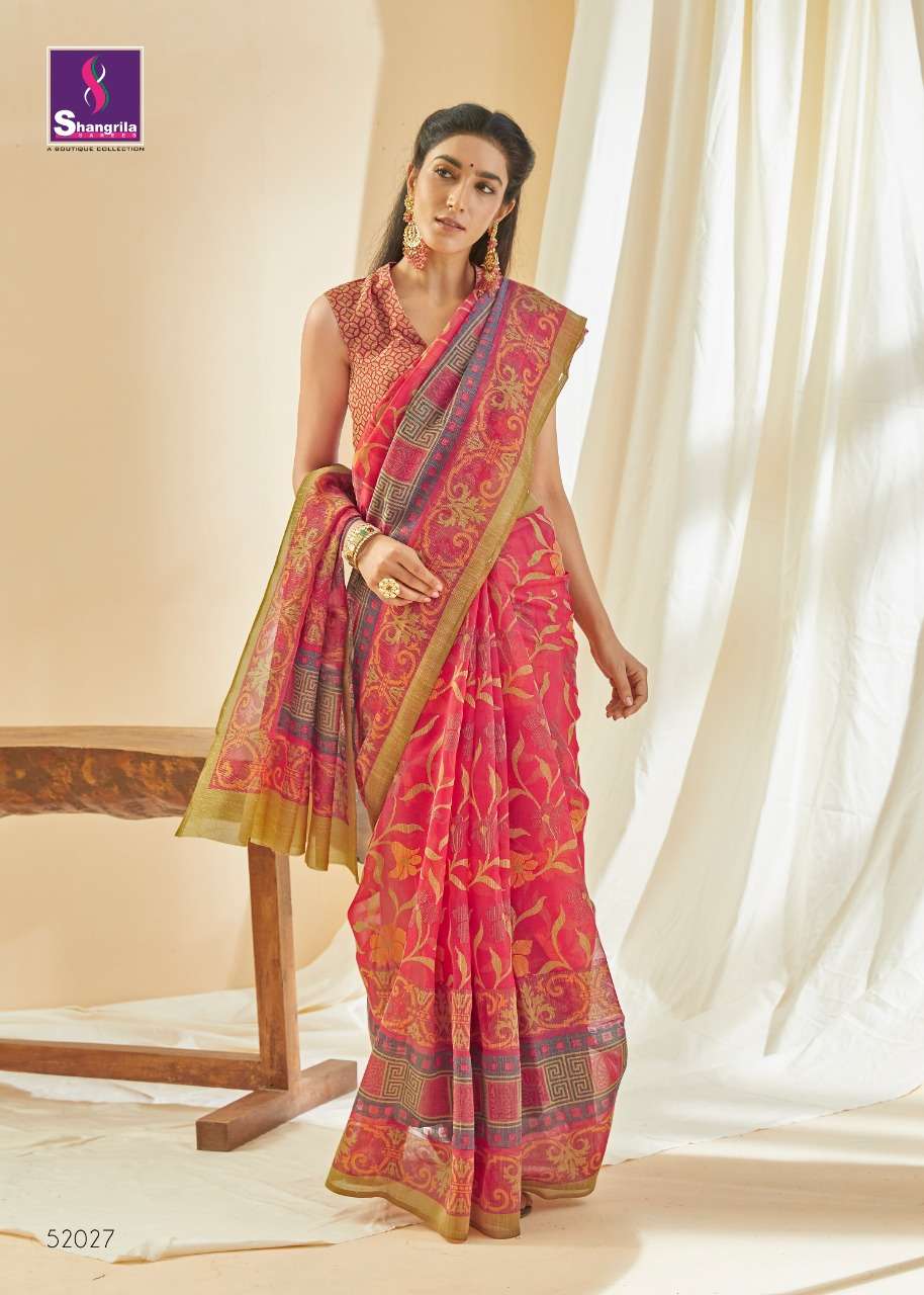 NAIRA VOL-2 BY SHANGRILA 52021 TO 52032 SERIES INDIAN TRADITIONAL WEAR COLLECTION BEAUTIFUL STYLISH FANCY COLORFUL PARTY WEAR & OCCASIONAL WEAR REACH BRASOO SAREES AT WHOLESALE PRICE
