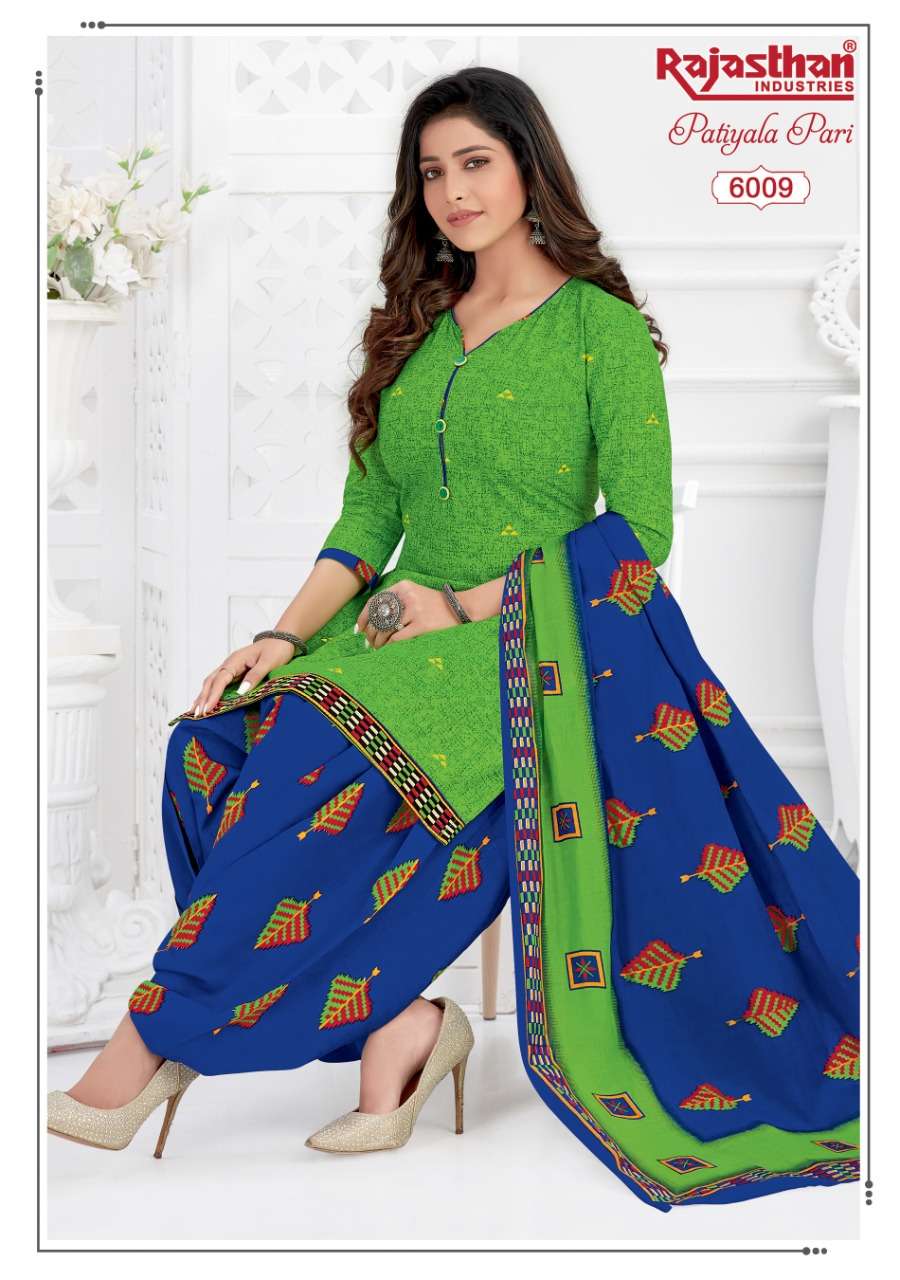 PATIYALA PARI VOL-6 BY RAJASTHAN INDUSTRIES 6001 TO 6018 SERIES BEAUTIFUL PATIYALA SUITS STYLISH FANCY COLORFUL PARTY WEAR & OCCASIONAL WEAR COTTON PRINTED DRESSES AT WHOLESALE PRICE