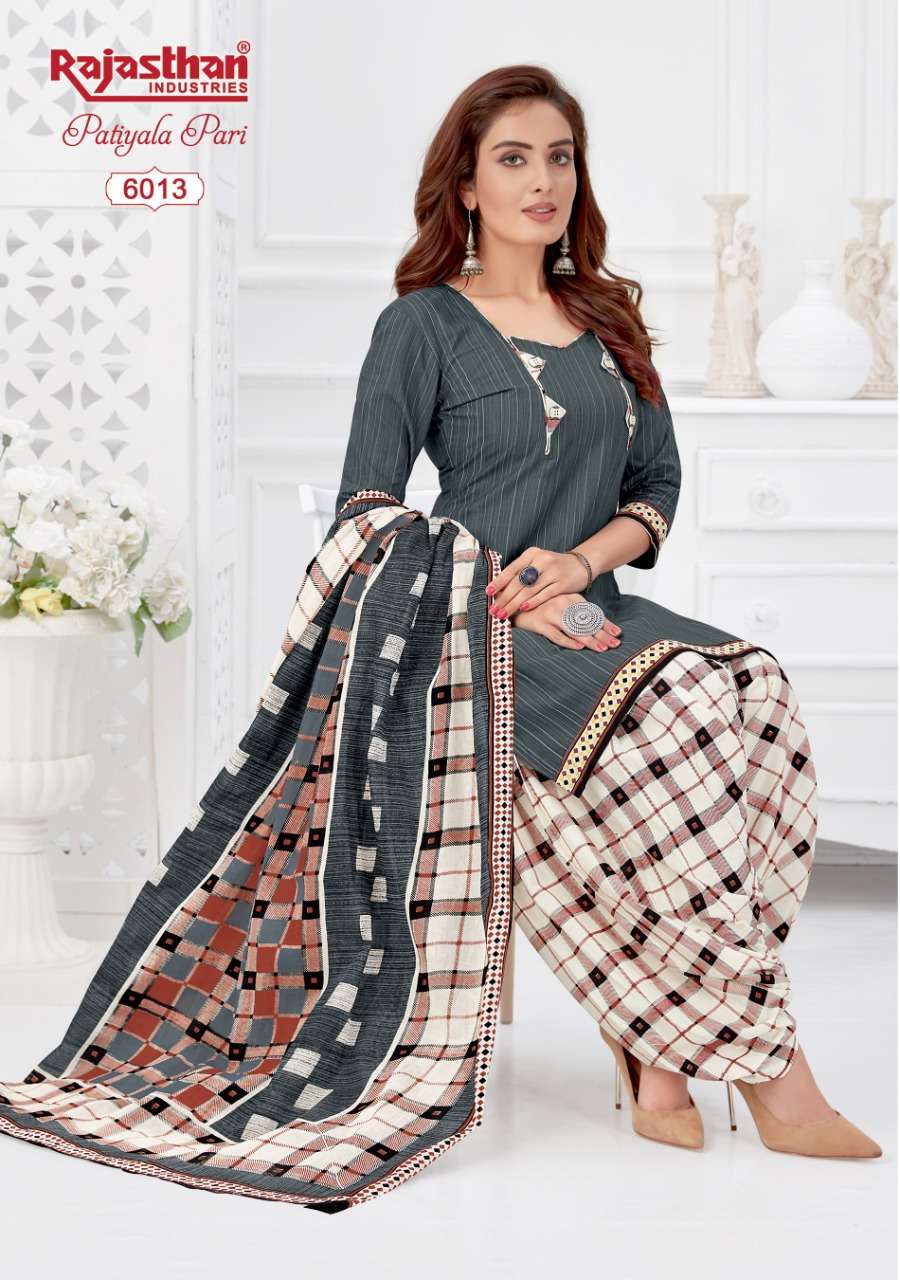 PATIYALA PARI VOL-6 BY RAJASTHAN INDUSTRIES 6001 TO 6018 SERIES BEAUTIFUL PATIYALA SUITS STYLISH FANCY COLORFUL PARTY WEAR & OCCASIONAL WEAR COTTON PRINTED DRESSES AT WHOLESALE PRICE
