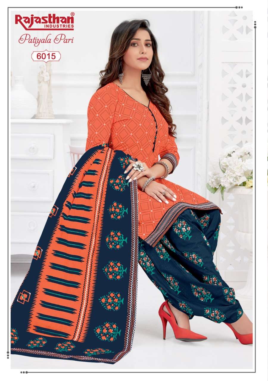 PATIYALA PARI VOL-6 BY RAJASTHAN INDUSTRIES 6001 TO 6018 SERIES BEAUTIFUL PATIYALA SUITS STYLISH FANCY COLORFUL PARTY WEAR & OCCASIONAL WEAR COTTON PRINTED DRESSES AT WHOLESALE PRICE