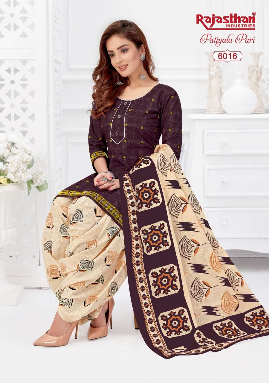 PATIYALA PARI VOL-6 BY RAJASTHAN INDUSTRIES 6001 TO 6018 SERIES BEAUTIFUL PATIYALA SUITS STYLISH FANCY COLORFUL PARTY WEAR & OCCASIONAL WEAR COTTON PRINTED DRESSES AT WHOLESALE PRICE