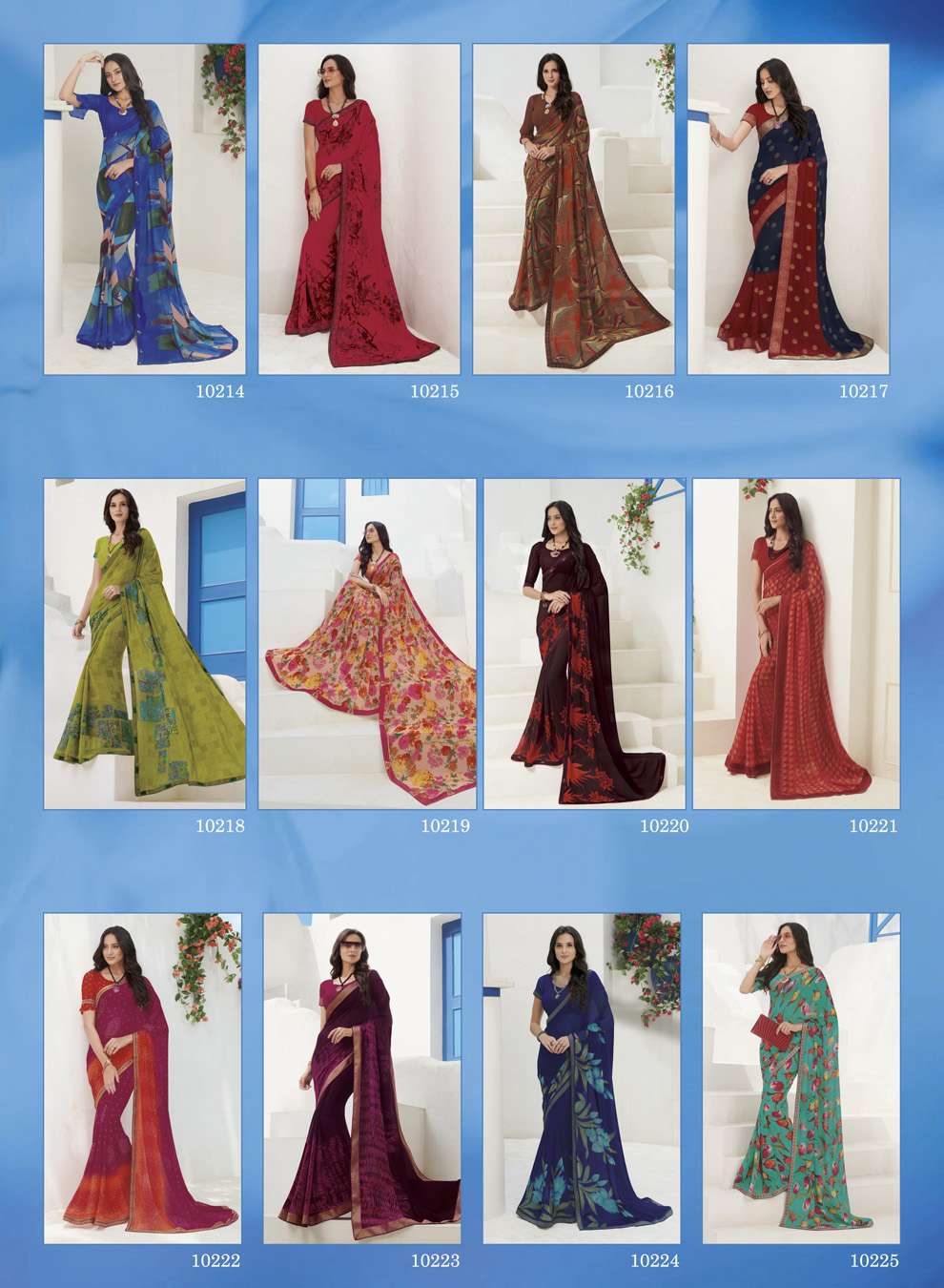 GAURI BY SUBHASH SAREES 10201 TO 10225 SERIES INDIAN TRADITIONAL WEAR COLLECTION BEAUTIFUL STYLISH FANCY COLORFUL PARTY WEAR & OCCASIONAL WEAR GEORGETTE/CHIFFON EMBROIDERED SAREES AT WHOLESALE PRICE