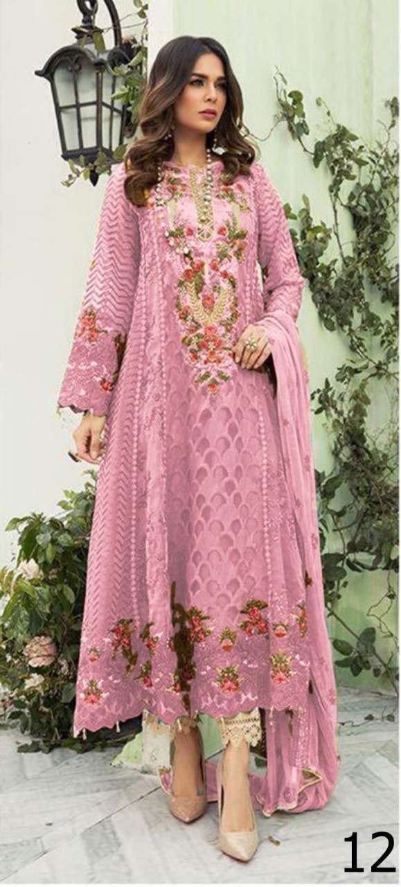 SNEHA BY AB 01 TO 12 SERIES BEAUTIFUL PAKISTANI SUITS COLORFUL STYLISH FANCY CASUAL WEAR & ETHNIC WEAR FAUX GEORGETTE WITH EMBROIDERY DRESSES AT WHOLESALE PRICE