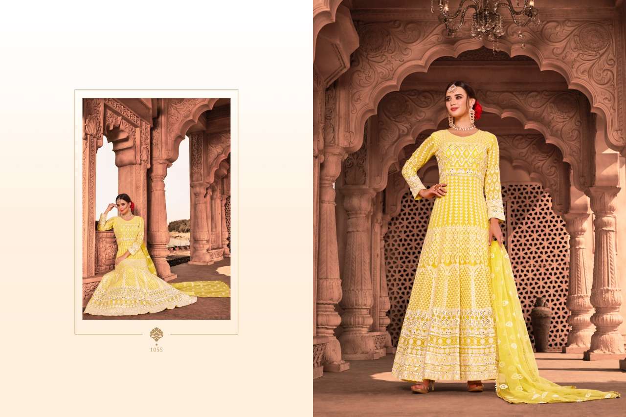 LUCKNOWI BY VIRASAT 1053 TO 1056 SERIES DESIGNER ANARKALI SUITS COLLECTION BEAUTIFUL STYLISH FANCY COLORFUL PARTY WEAR & OCCASIONAL WEAR PURE VISCOSE GEORGETTE DRESSES AT WHOLESALE PRICE