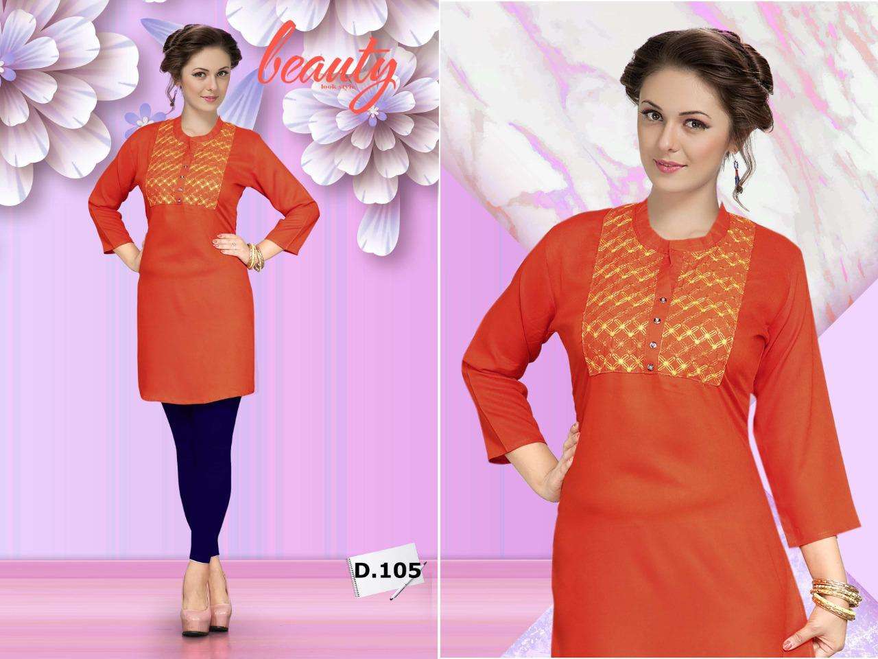 KANIKA BY HONEY 101 TO 110 SERIES BEAUTIFUL STYLISH FANCY COLORFUL CASUAL WEAR & ETHNIC WEAR & READY TO WEAR 140 GM RAYON PRINTED KURTIS AT WHOLESALE PRICE