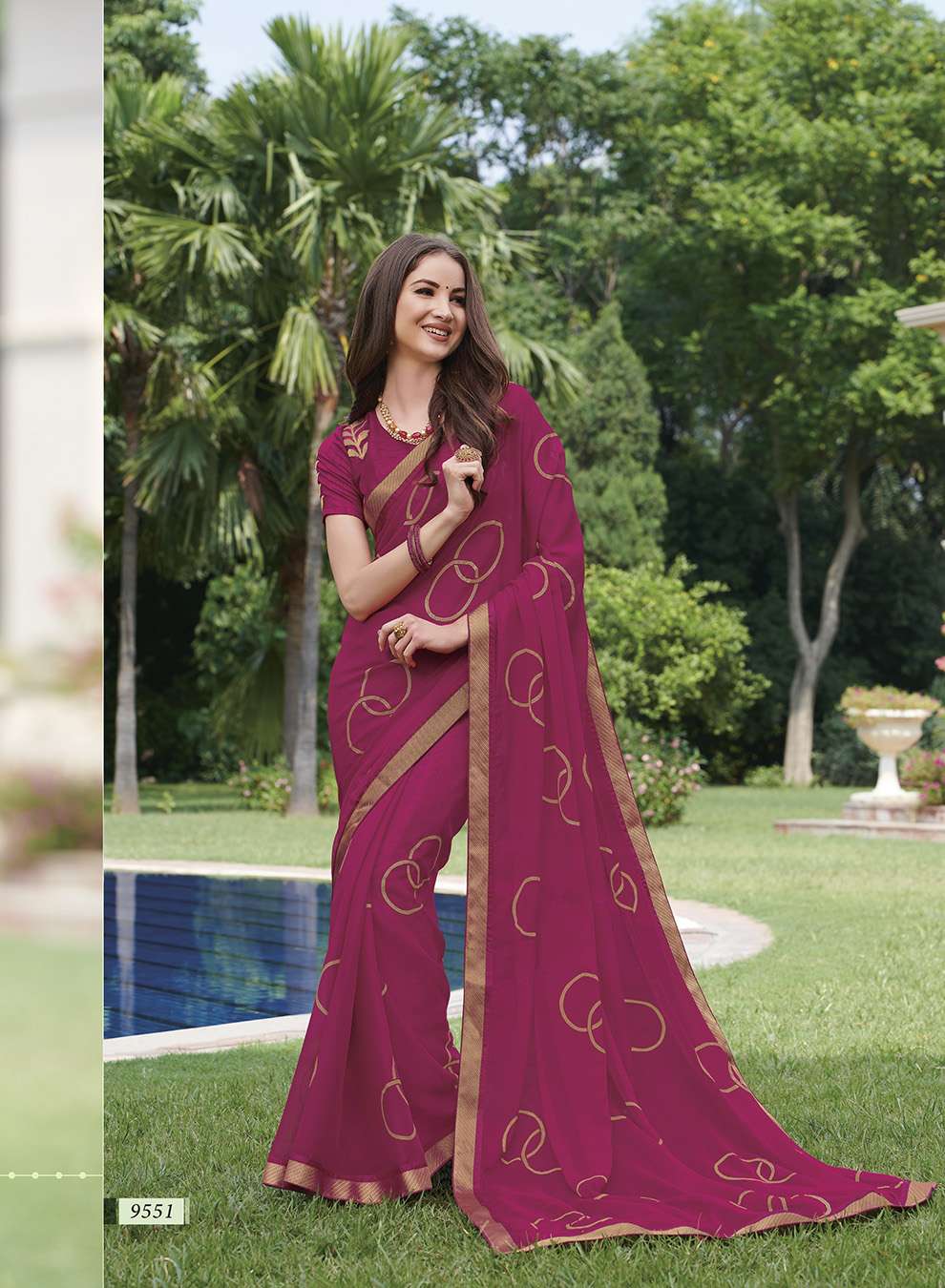 TEMPTATION VOL-227 BY SUBHASH SAREES 9551 TO 9562 SERIES INDIAN TRADITIONAL WEAR COLLECTION BEAUTIFUL STYLISH FANCY COLORFUL PARTY WEAR & OCCASIONAL WEAR GEORGETTE/CHIFFON/BRASSO SAREES AT WHOLESALE PRICE