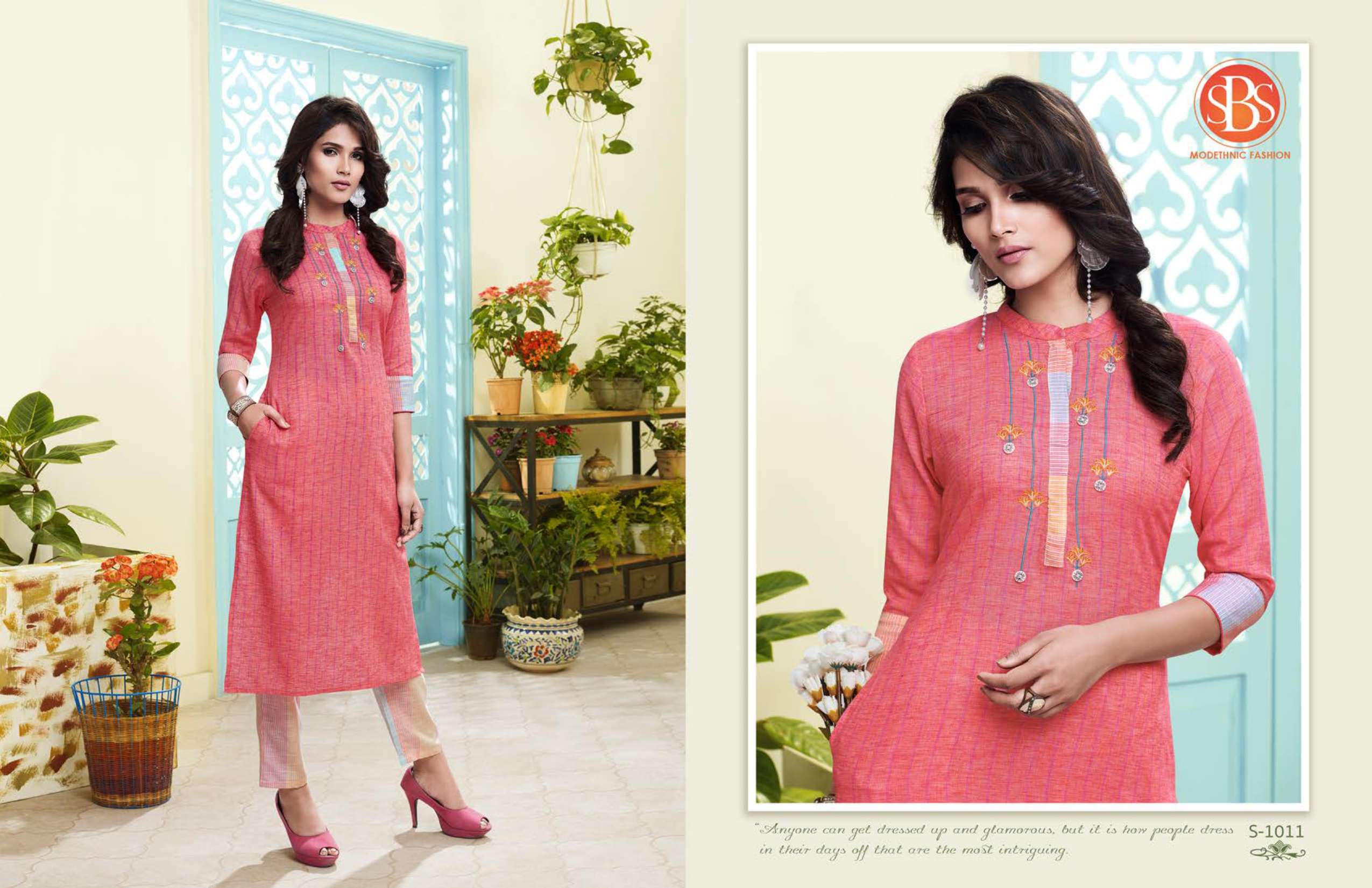 ANGEL BY SBS 1011 TO 1018 SERIES STYLISH FANCY BEAUTIFUL COLORFUL CASUAL WEAR & ETHNIC WEAR HANDLOOM/RAYON/COTTON KURTIS WITH BOTTOM AT WHOLESALE PRICE