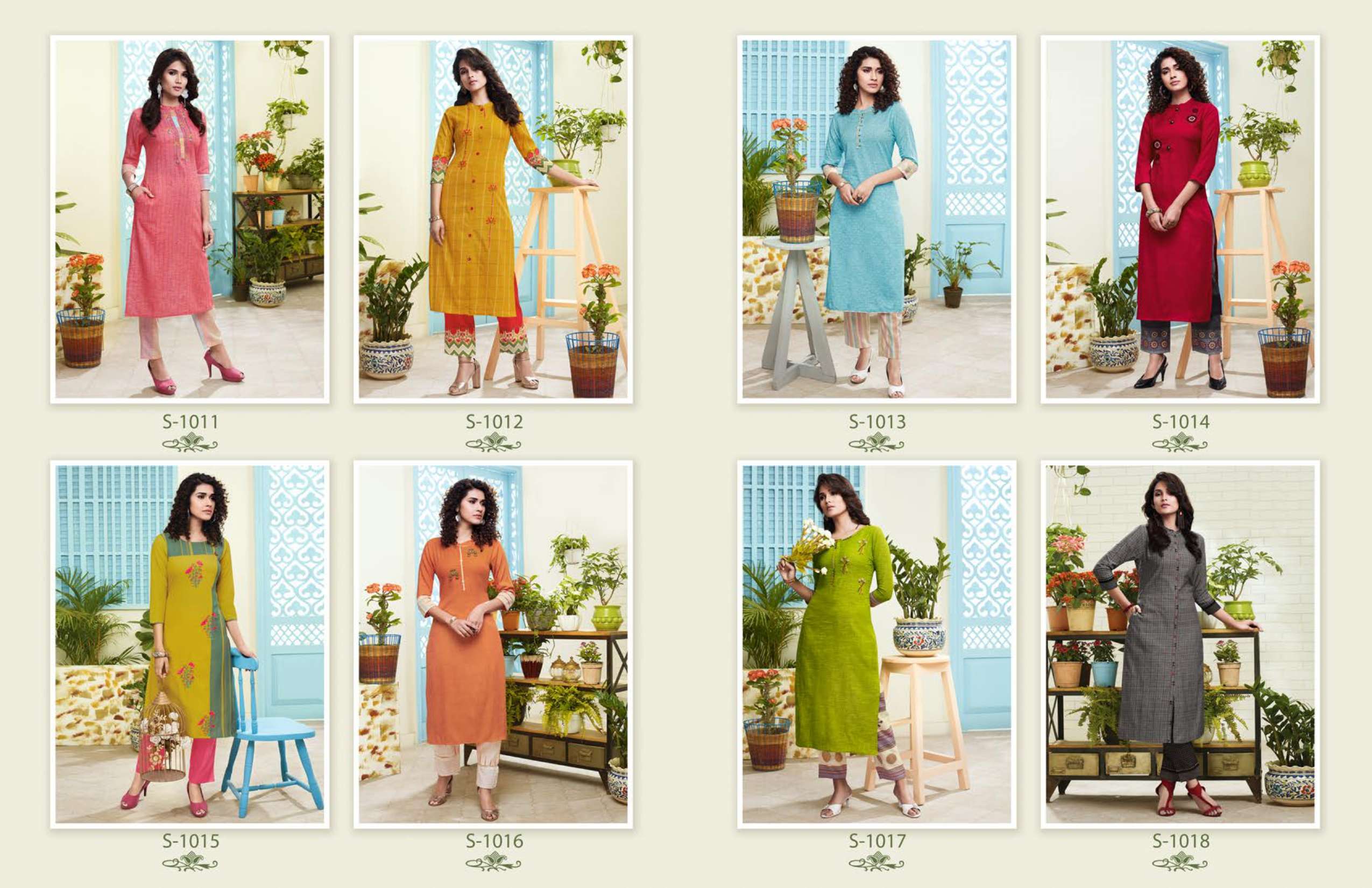 ANGEL BY SBS 1011 TO 1018 SERIES STYLISH FANCY BEAUTIFUL COLORFUL CASUAL WEAR & ETHNIC WEAR HANDLOOM/RAYON/COTTON KURTIS WITH BOTTOM AT WHOLESALE PRICE