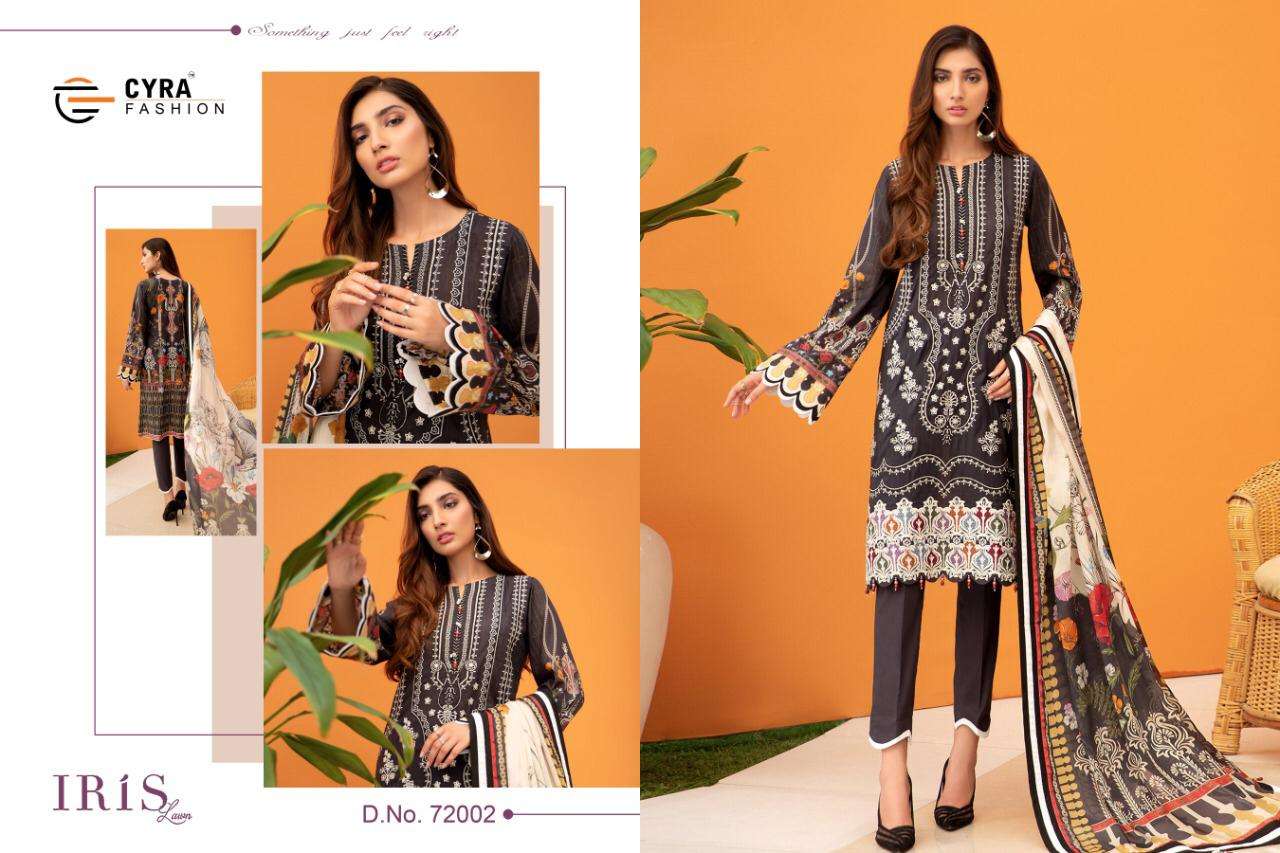 IRIS LAWN BY CYRA FASHION 72001 TO 72006 SERIES BEAUTIFUL COLORFUL STYLISH FANCY CASUAL WEAR & ETHNIC WEAR & READY TO WEAR JAM COTTON DIGITAL PRINTED DRESSES AT WHOLESALE PRICE