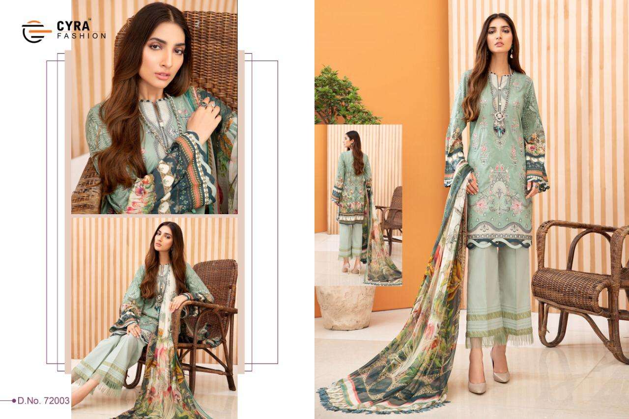 IRIS LAWN BY CYRA FASHION 72001 TO 72006 SERIES BEAUTIFUL COLORFUL STYLISH FANCY CASUAL WEAR & ETHNIC WEAR & READY TO WEAR JAM COTTON DIGITAL PRINTED DRESSES AT WHOLESALE PRICE