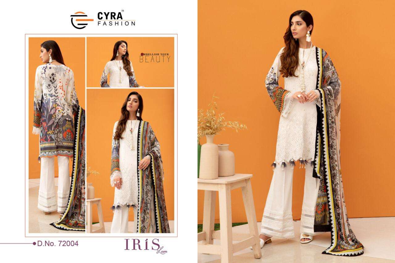 IRIS LAWN BY CYRA FASHION 72001 TO 72006 SERIES BEAUTIFUL COLORFUL STYLISH FANCY CASUAL WEAR & ETHNIC WEAR & READY TO WEAR JAM COTTON DIGITAL PRINTED DRESSES AT WHOLESALE PRICE