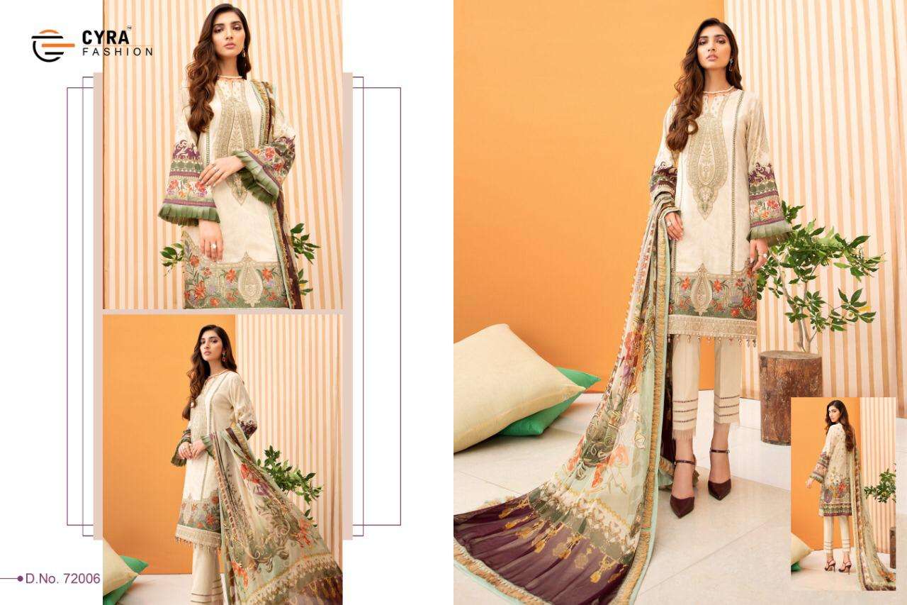 IRIS LAWN BY CYRA FASHION 72001 TO 72006 SERIES BEAUTIFUL COLORFUL STYLISH FANCY CASUAL WEAR & ETHNIC WEAR & READY TO WEAR JAM COTTON DIGITAL PRINTED DRESSES AT WHOLESALE PRICE