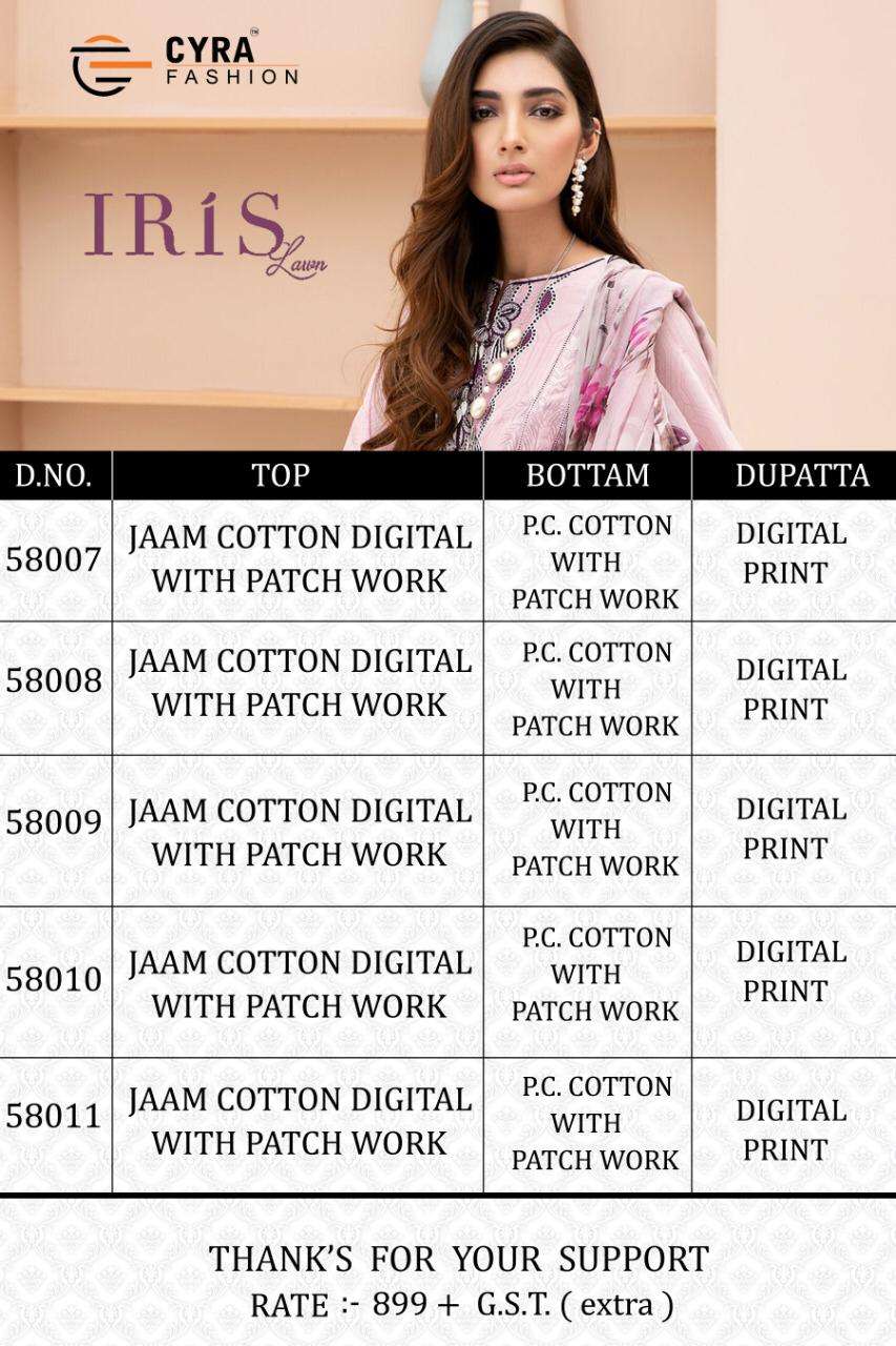 IRIS LAWN BY CYRA FASHION 72001 TO 72006 SERIES BEAUTIFUL COLORFUL STYLISH FANCY CASUAL WEAR & ETHNIC WEAR & READY TO WEAR JAM COTTON DIGITAL PRINTED DRESSES AT WHOLESALE PRICE