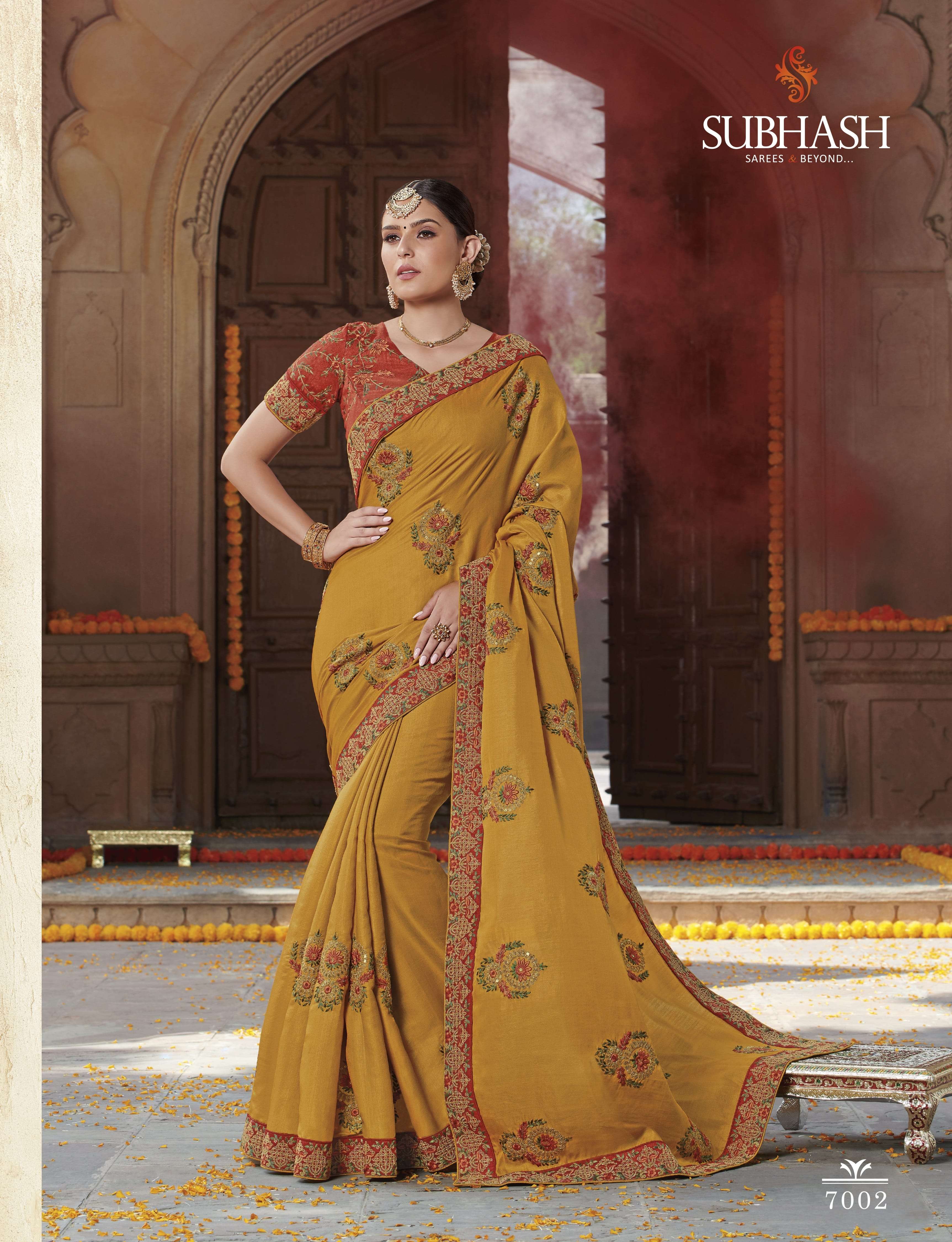 NYASSA VOL-8 BY SUBHASH SAREES 7001 TO 7012 SERIES INDIAN TRADITIONAL WEAR COLLECTION BEAUTIFUL STYLISH FANCY COLORFUL PARTY WEAR & OCCASIONAL WEAR GEORGETTE/CHIFFON/SILK SAREES AT WHOLESALE PRICE
