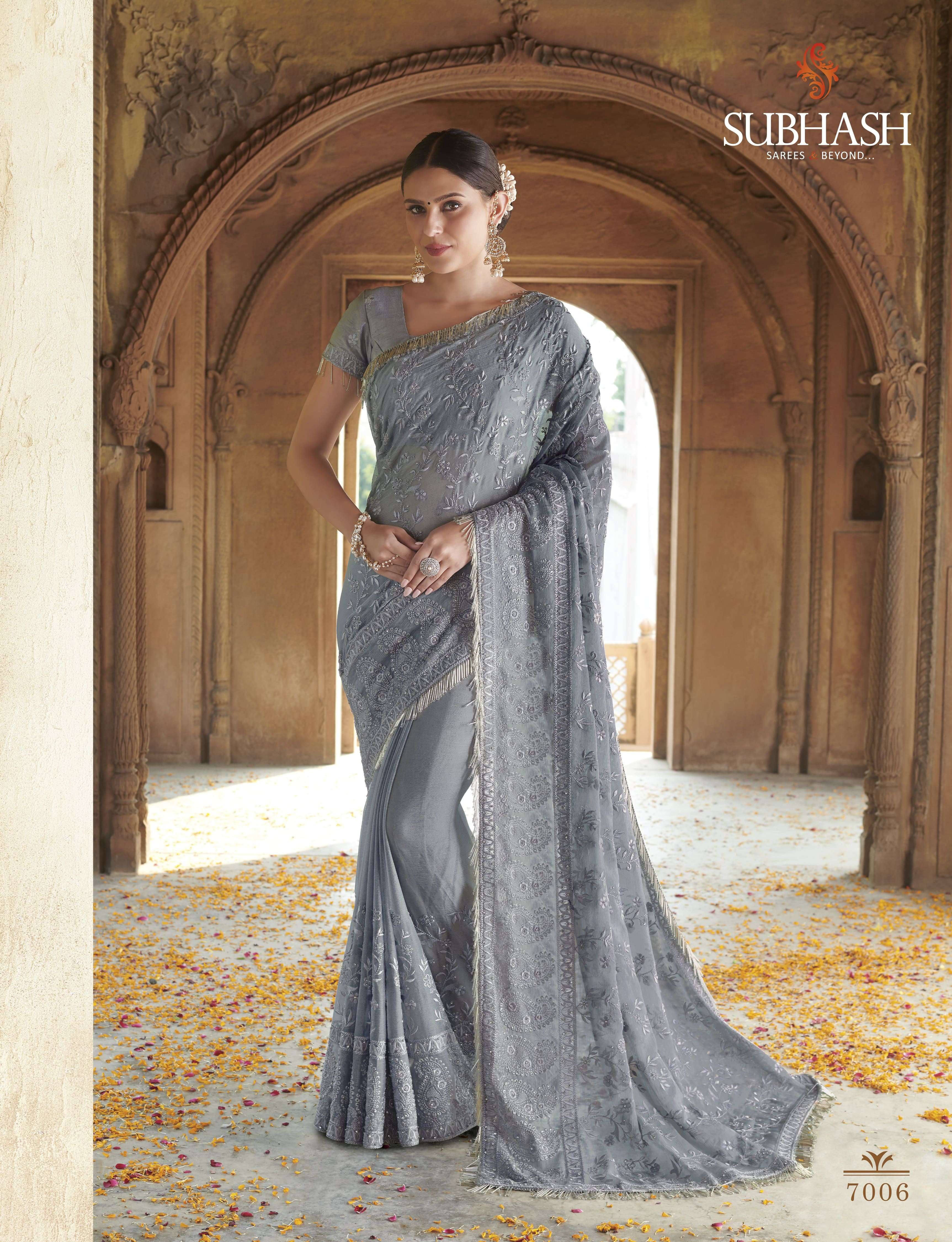 NYASSA VOL-8 BY SUBHASH SAREES 7001 TO 7012 SERIES INDIAN TRADITIONAL WEAR COLLECTION BEAUTIFUL STYLISH FANCY COLORFUL PARTY WEAR & OCCASIONAL WEAR GEORGETTE/CHIFFON/SILK SAREES AT WHOLESALE PRICE