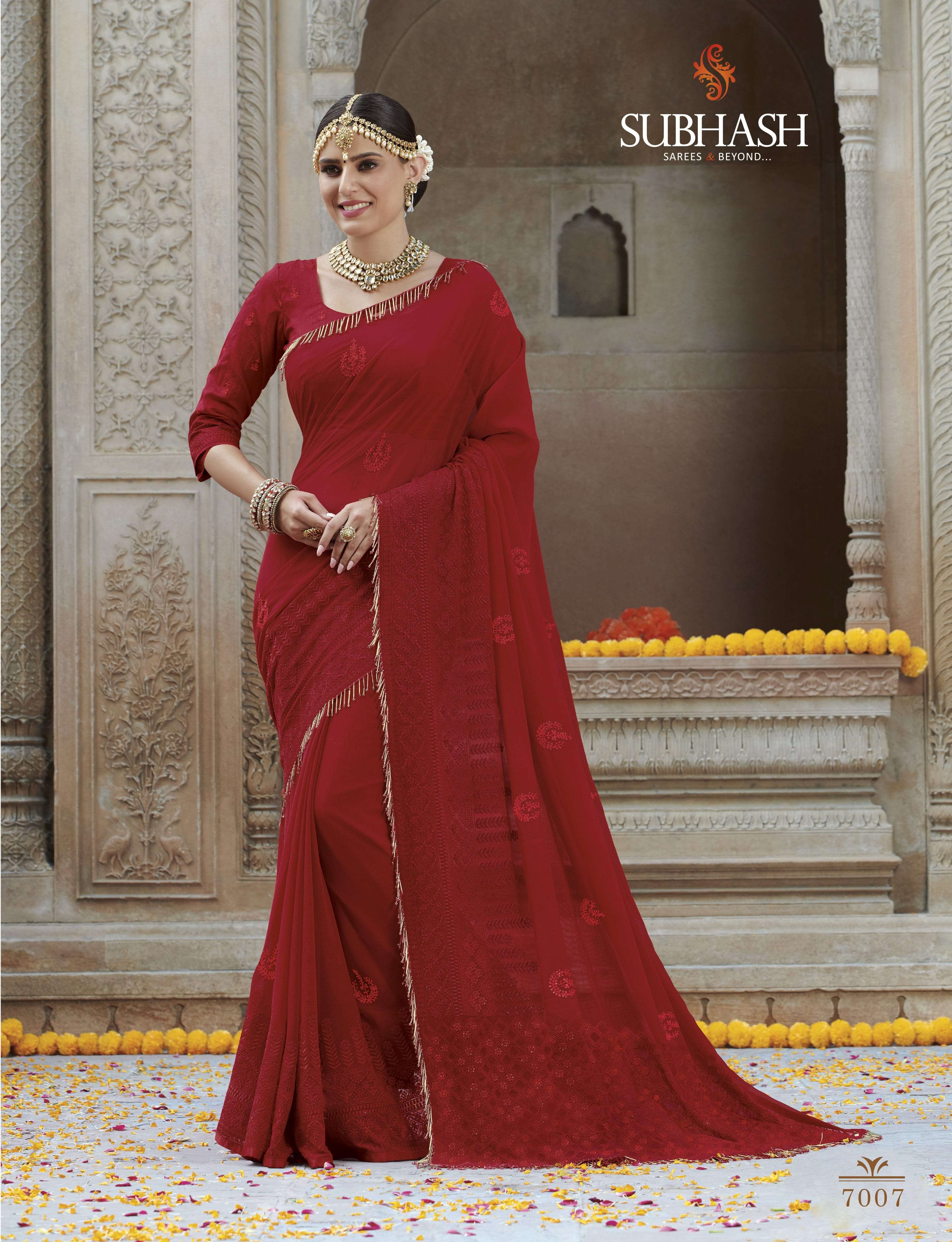 NYASSA VOL-8 BY SUBHASH SAREES 7001 TO 7012 SERIES INDIAN TRADITIONAL WEAR COLLECTION BEAUTIFUL STYLISH FANCY COLORFUL PARTY WEAR & OCCASIONAL WEAR GEORGETTE/CHIFFON/SILK SAREES AT WHOLESALE PRICE