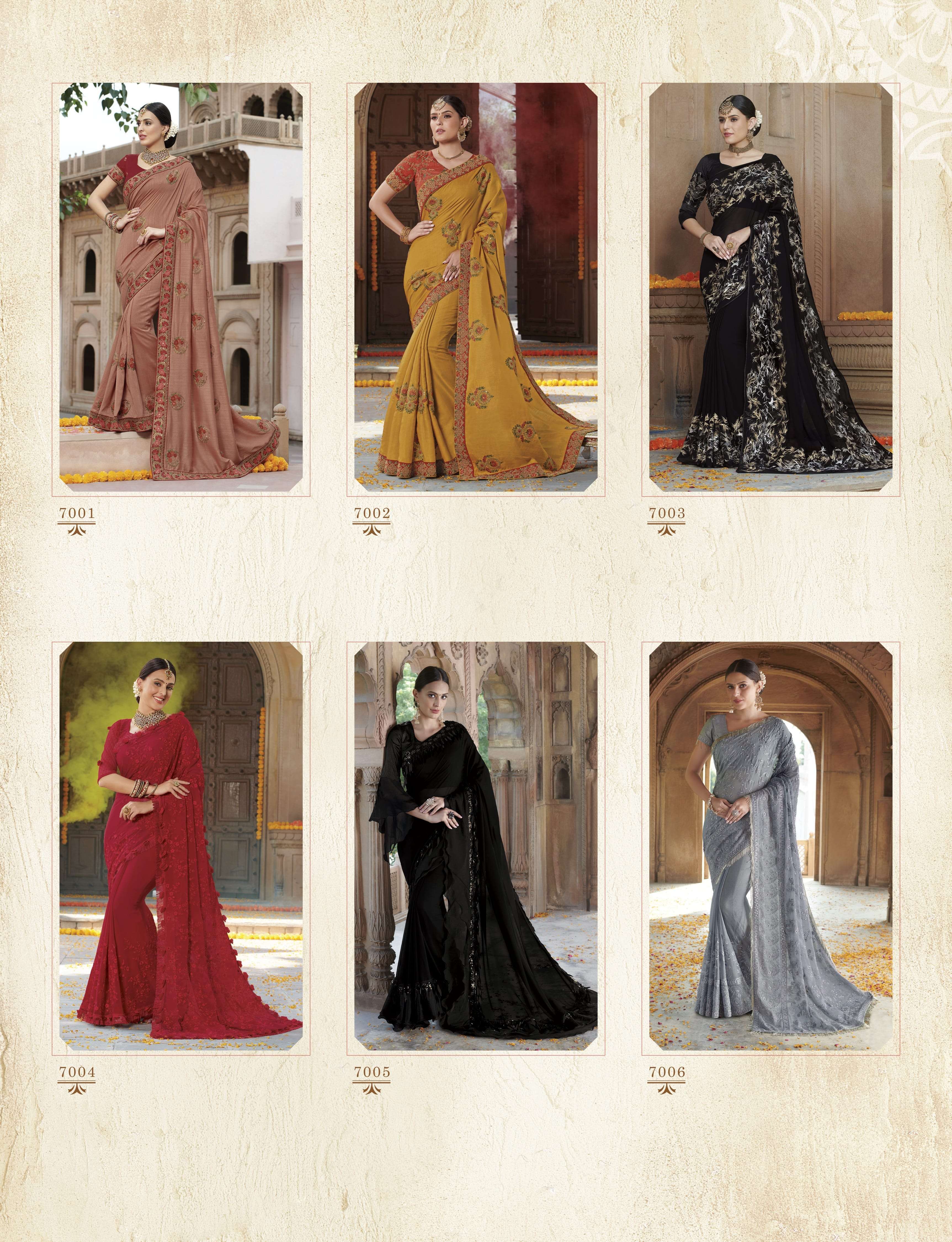 NYASSA VOL-8 BY SUBHASH SAREES 7001 TO 7012 SERIES INDIAN TRADITIONAL WEAR COLLECTION BEAUTIFUL STYLISH FANCY COLORFUL PARTY WEAR & OCCASIONAL WEAR GEORGETTE/CHIFFON/SILK SAREES AT WHOLESALE PRICE