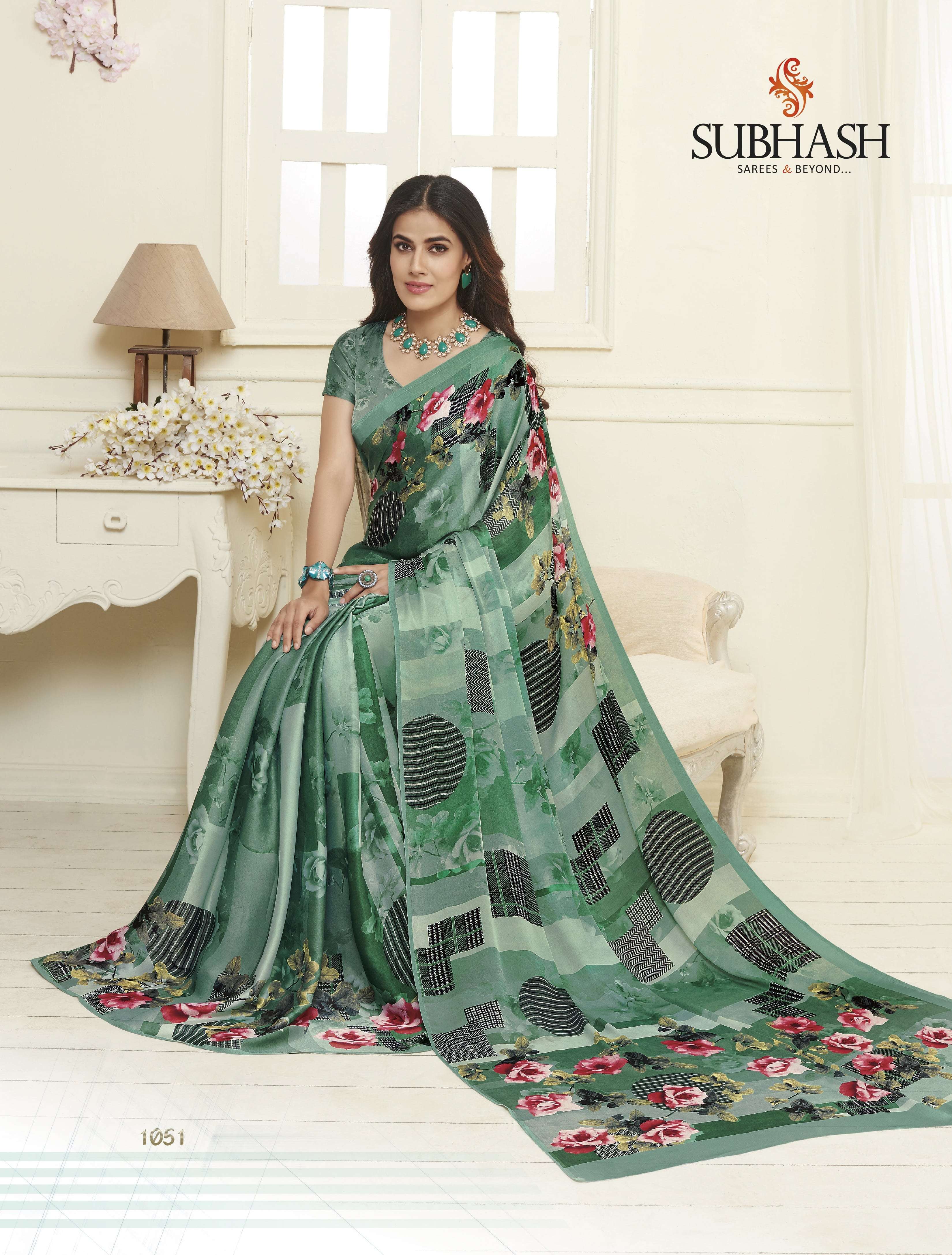 KIARA BY SUBHASH SAREES 1051 TO 1068 SERIES INDIAN TRADITIONAL WEAR COLLECTION BEAUTIFUL STYLISH FANCY COLORFUL PARTY WEAR & OCCASIONAL WEAR CREPE SATIN EMBROIDERED SAREES AT WHOLESALE PRICE
