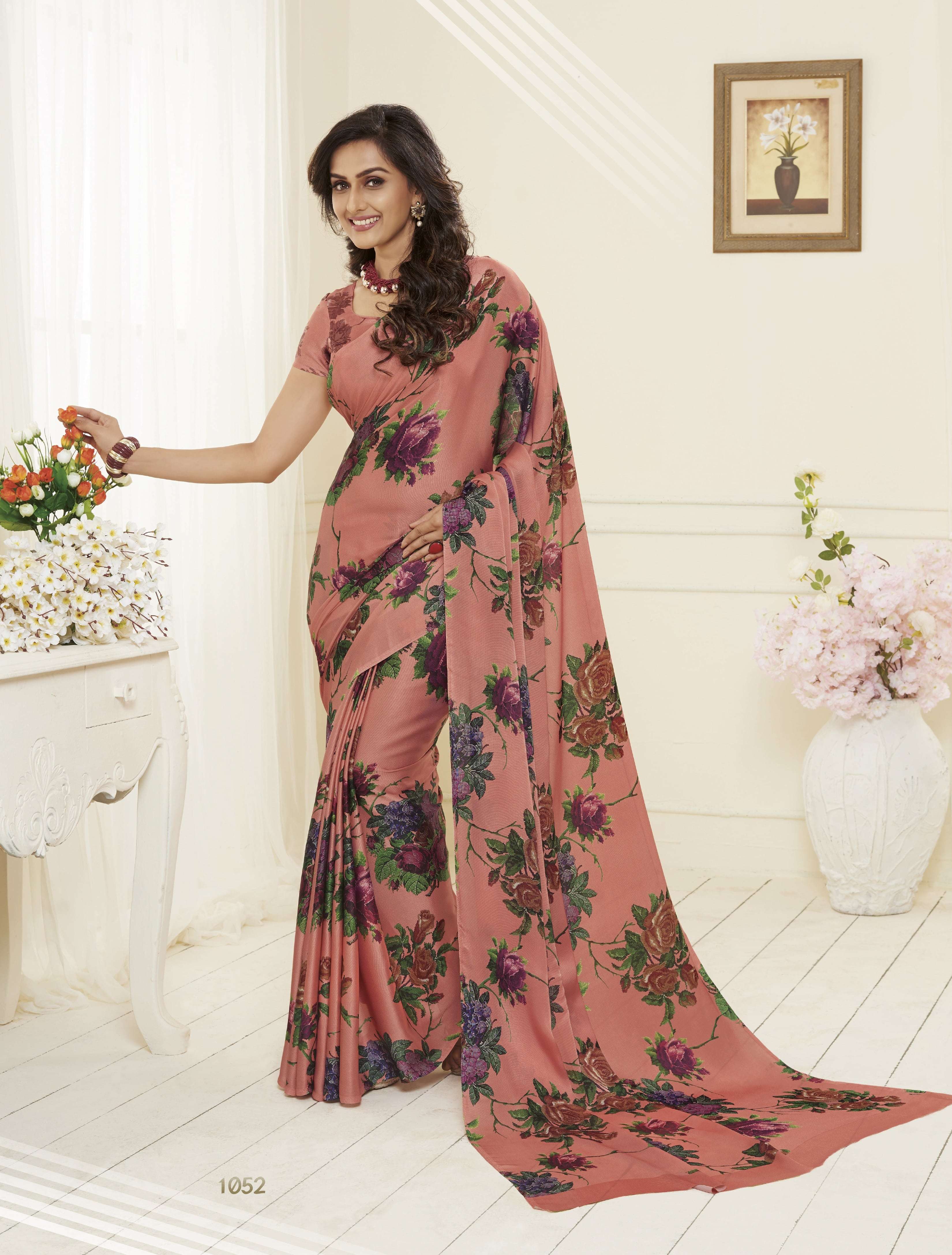 KIARA BY SUBHASH SAREES 1051 TO 1068 SERIES INDIAN TRADITIONAL WEAR COLLECTION BEAUTIFUL STYLISH FANCY COLORFUL PARTY WEAR & OCCASIONAL WEAR CREPE SATIN EMBROIDERED SAREES AT WHOLESALE PRICE