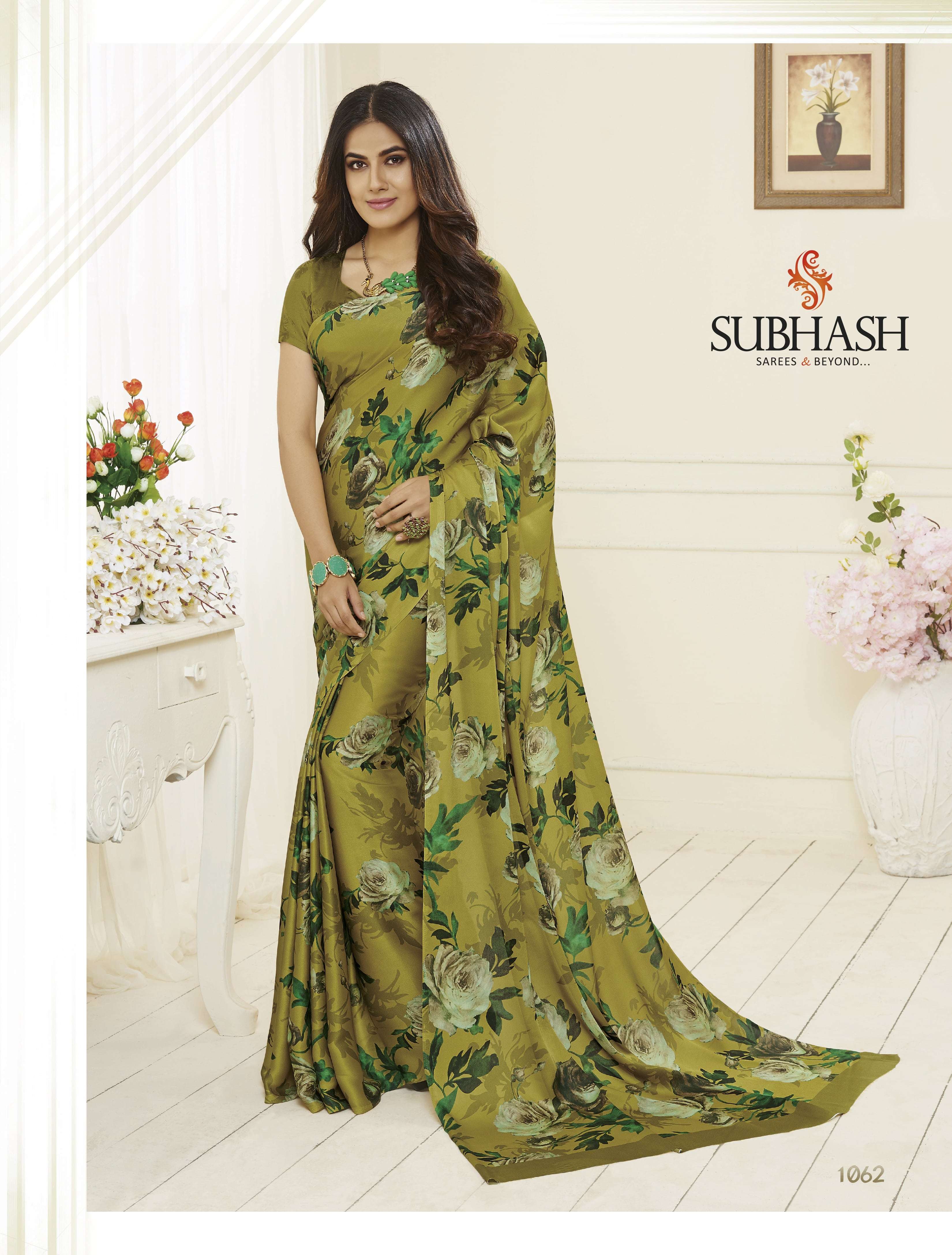 KIARA BY SUBHASH SAREES 1051 TO 1068 SERIES INDIAN TRADITIONAL WEAR COLLECTION BEAUTIFUL STYLISH FANCY COLORFUL PARTY WEAR & OCCASIONAL WEAR CREPE SATIN EMBROIDERED SAREES AT WHOLESALE PRICE