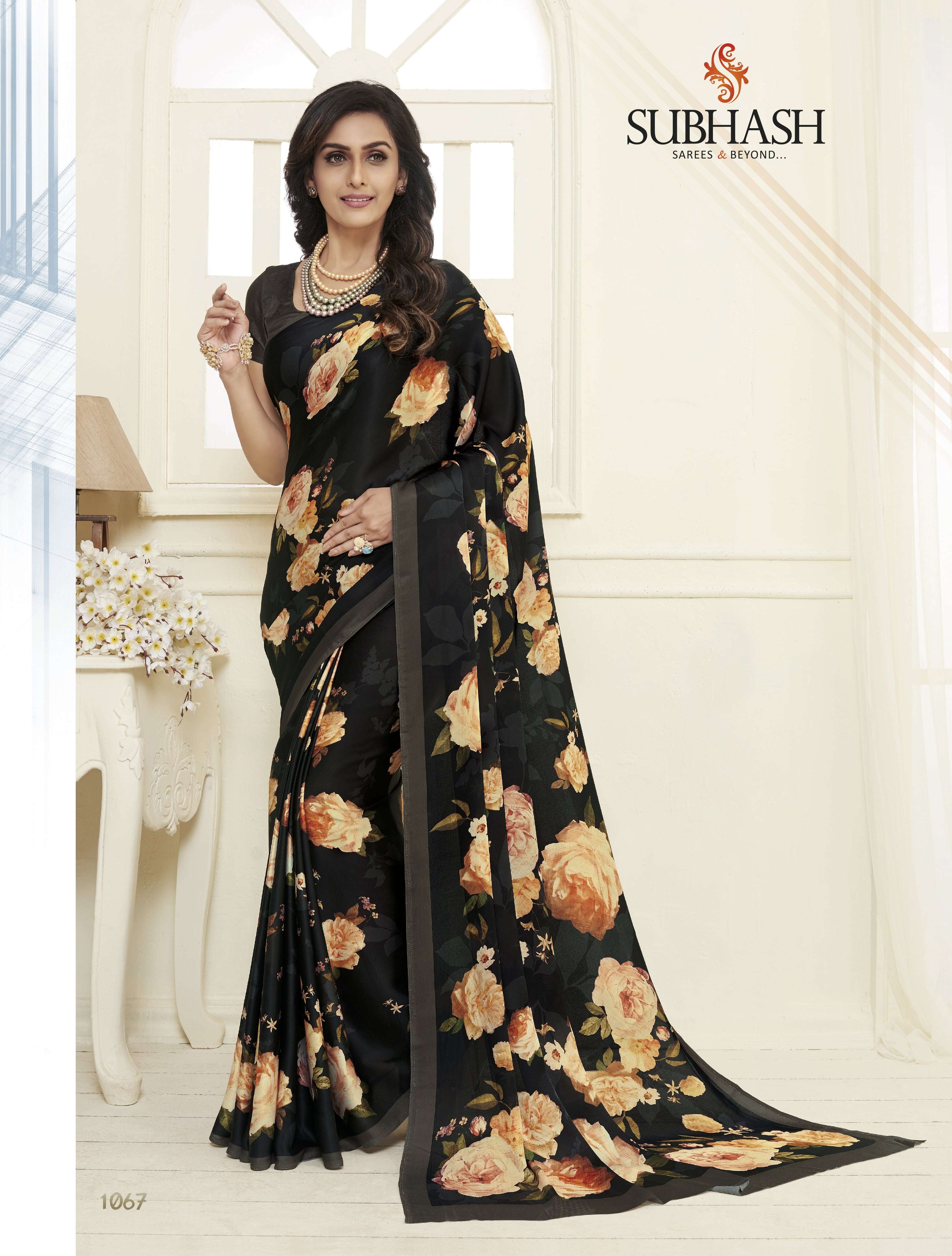KIARA BY SUBHASH SAREES 1051 TO 1068 SERIES INDIAN TRADITIONAL WEAR COLLECTION BEAUTIFUL STYLISH FANCY COLORFUL PARTY WEAR & OCCASIONAL WEAR CREPE SATIN EMBROIDERED SAREES AT WHOLESALE PRICE