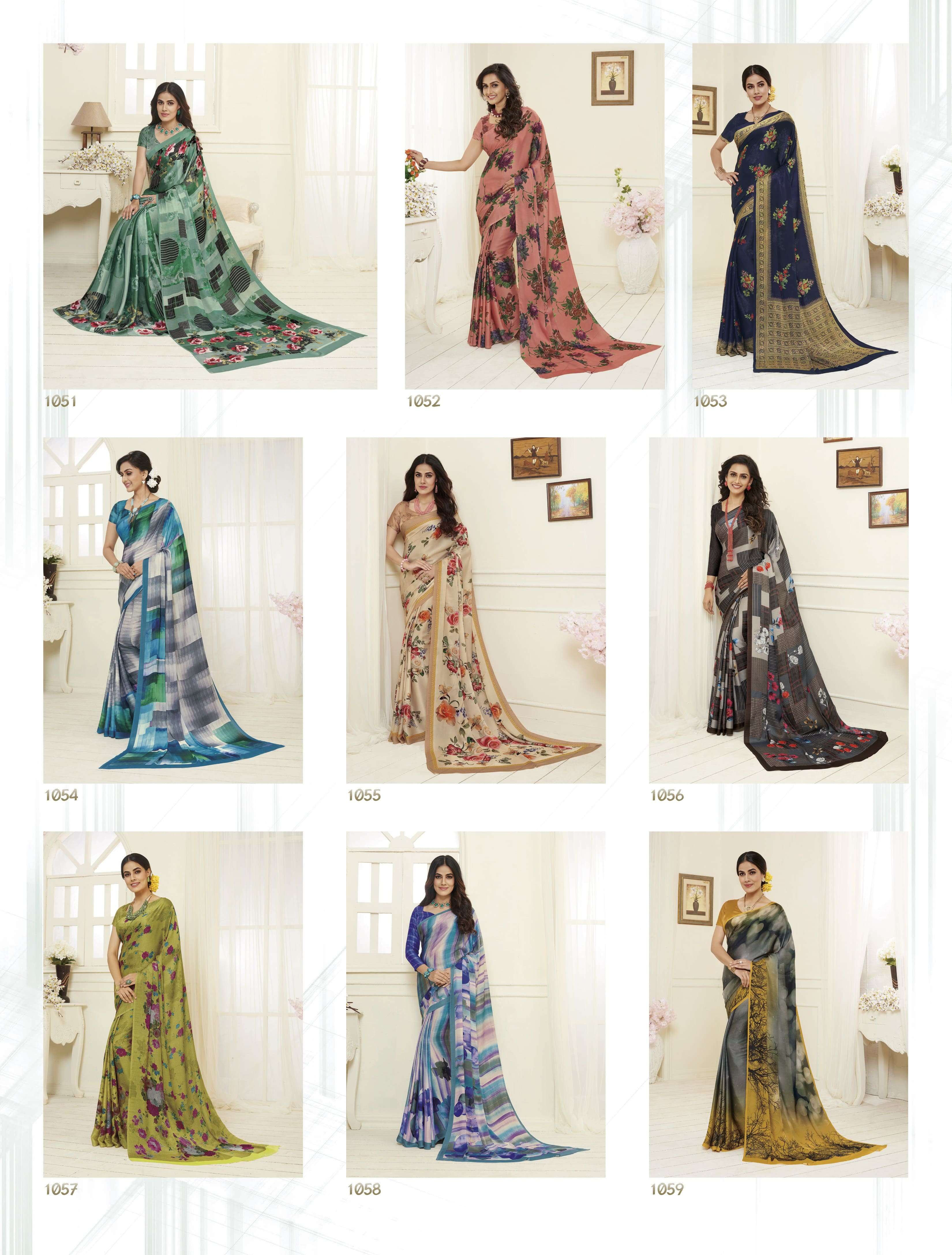 KIARA BY SUBHASH SAREES 1051 TO 1068 SERIES INDIAN TRADITIONAL WEAR COLLECTION BEAUTIFUL STYLISH FANCY COLORFUL PARTY WEAR & OCCASIONAL WEAR CREPE SATIN EMBROIDERED SAREES AT WHOLESALE PRICE