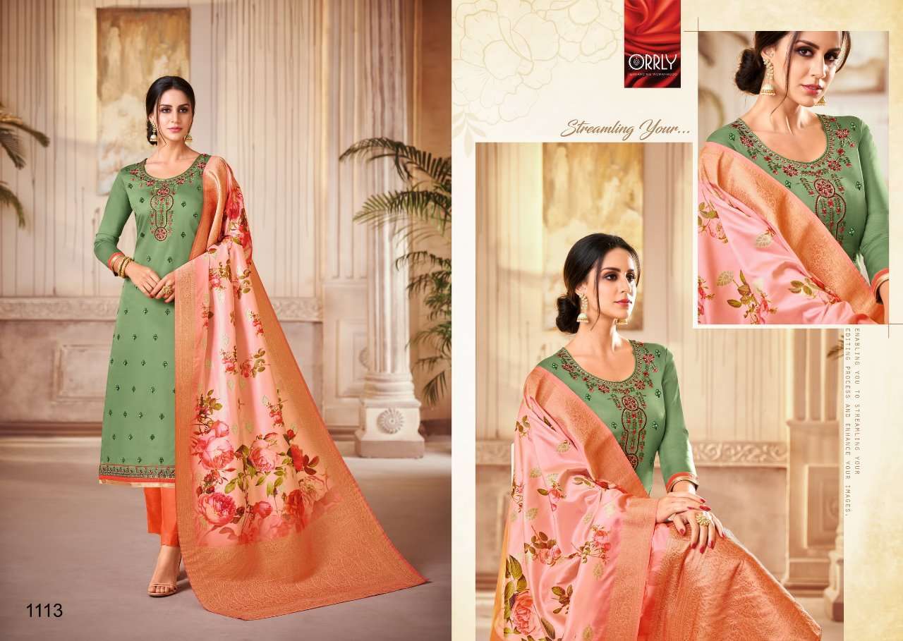 ORRLY VOL-3 BY ORRLY 1111 TO 1117 SERIES BEAUTIFUL STYLISH FANCY COLORFUL DESIGNER PARTY WEAR & ETHNIC WEAR JAM SATIN COTTON WITH EMBROIDERY DRESSES AT WHOLESALE PRICE