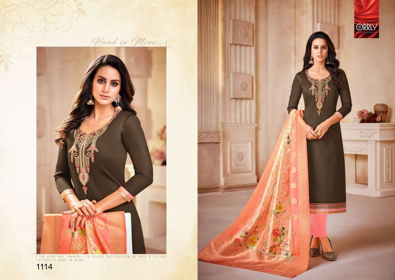 ORRLY VOL-3 BY ORRLY 1111 TO 1117 SERIES BEAUTIFUL STYLISH FANCY COLORFUL DESIGNER PARTY WEAR & ETHNIC WEAR JAM SATIN COTTON WITH EMBROIDERY DRESSES AT WHOLESALE PRICE