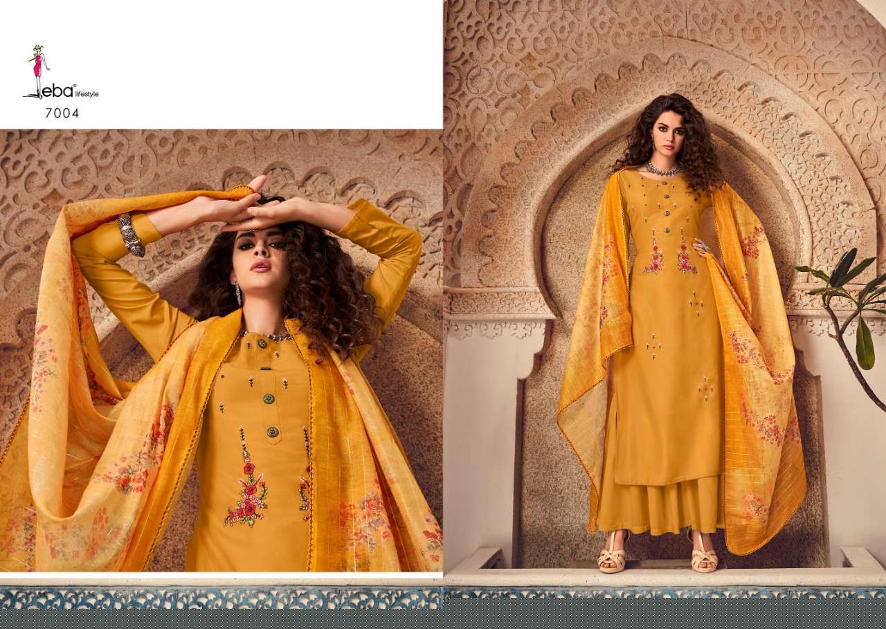 ELITE BY EBA LIFE STYLE 7001 TO 7008 SERIES BEAUTIFUL STYLISH FANCY COLORFUL DESIGNER PARTY WEAR & ETHNIC WEAR PURE MUSLIN WITH EMBROIDERY DRESSES AT WHOLESALE PRICE