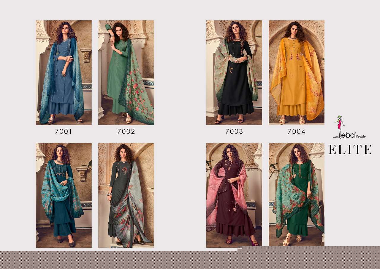 ELITE BY EBA LIFE STYLE 7001 TO 7008 SERIES BEAUTIFUL STYLISH FANCY COLORFUL DESIGNER PARTY WEAR & ETHNIC WEAR PURE MUSLIN WITH EMBROIDERY DRESSES AT WHOLESALE PRICE