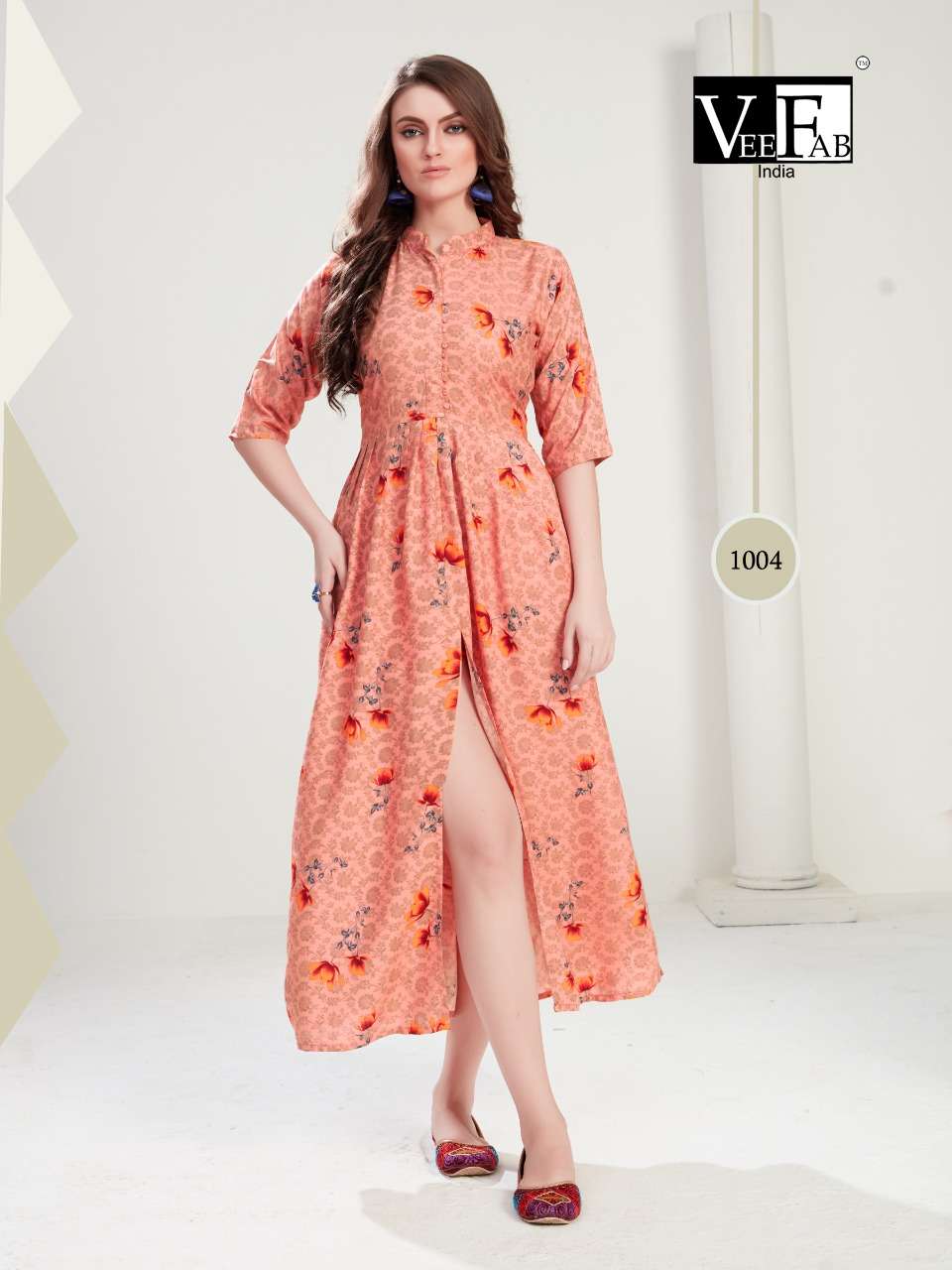 DAISY VOL-2 BY VEE FAB 1001 TO 1004 SERIES BEAUTIFUL COLORFUL STYLISH FANCY CASUAL WEAR & ETHNIC WEAR & READY TO WEAR RAON 14 KG KURTIS AT WHOLESALE PRICE