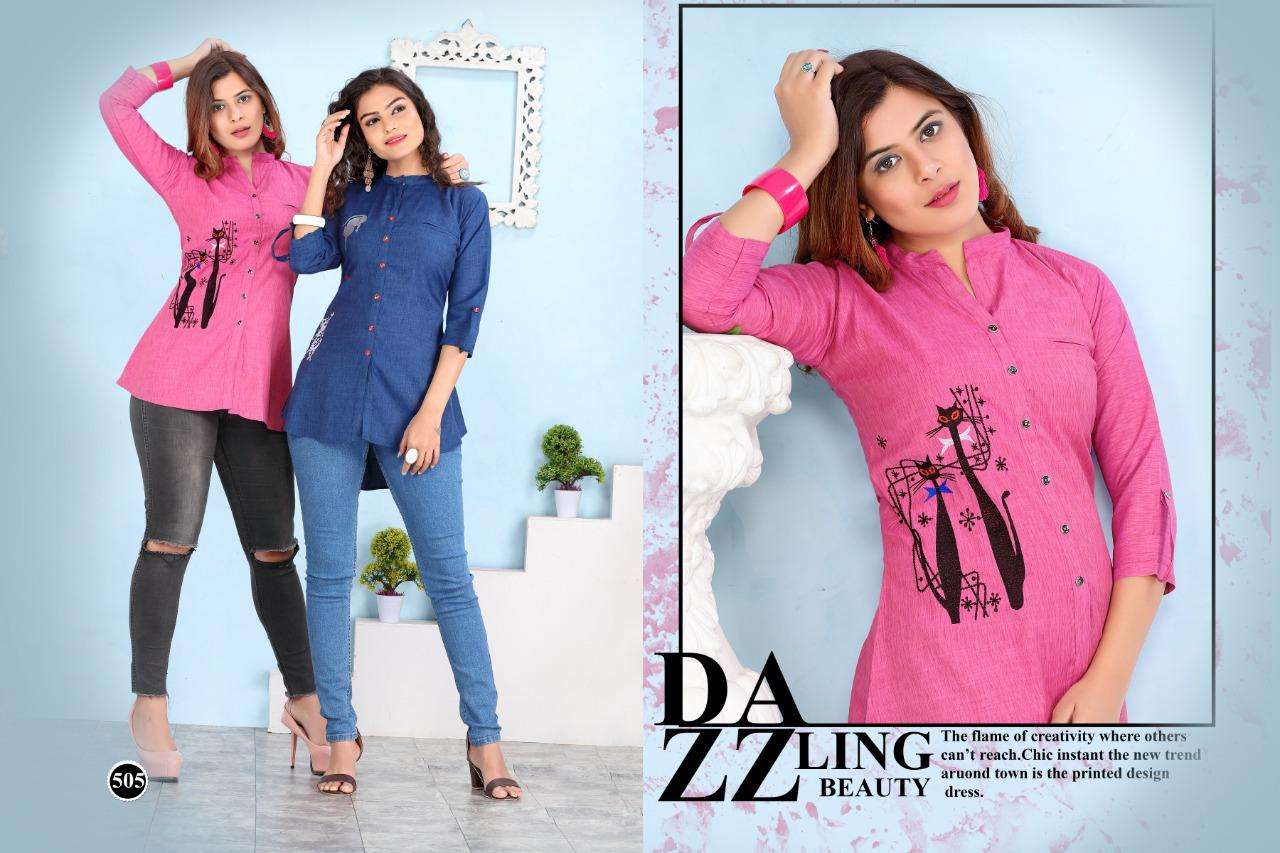 FAANTASSY BY HONEY 501 TO 506 SERIES BEAUTIFUL STYLISH FANCY COLORFUL CASUAL WEAR & ETHNIC WEAR HEAVY RAYON TOPS AT WHOLESALE PRICE