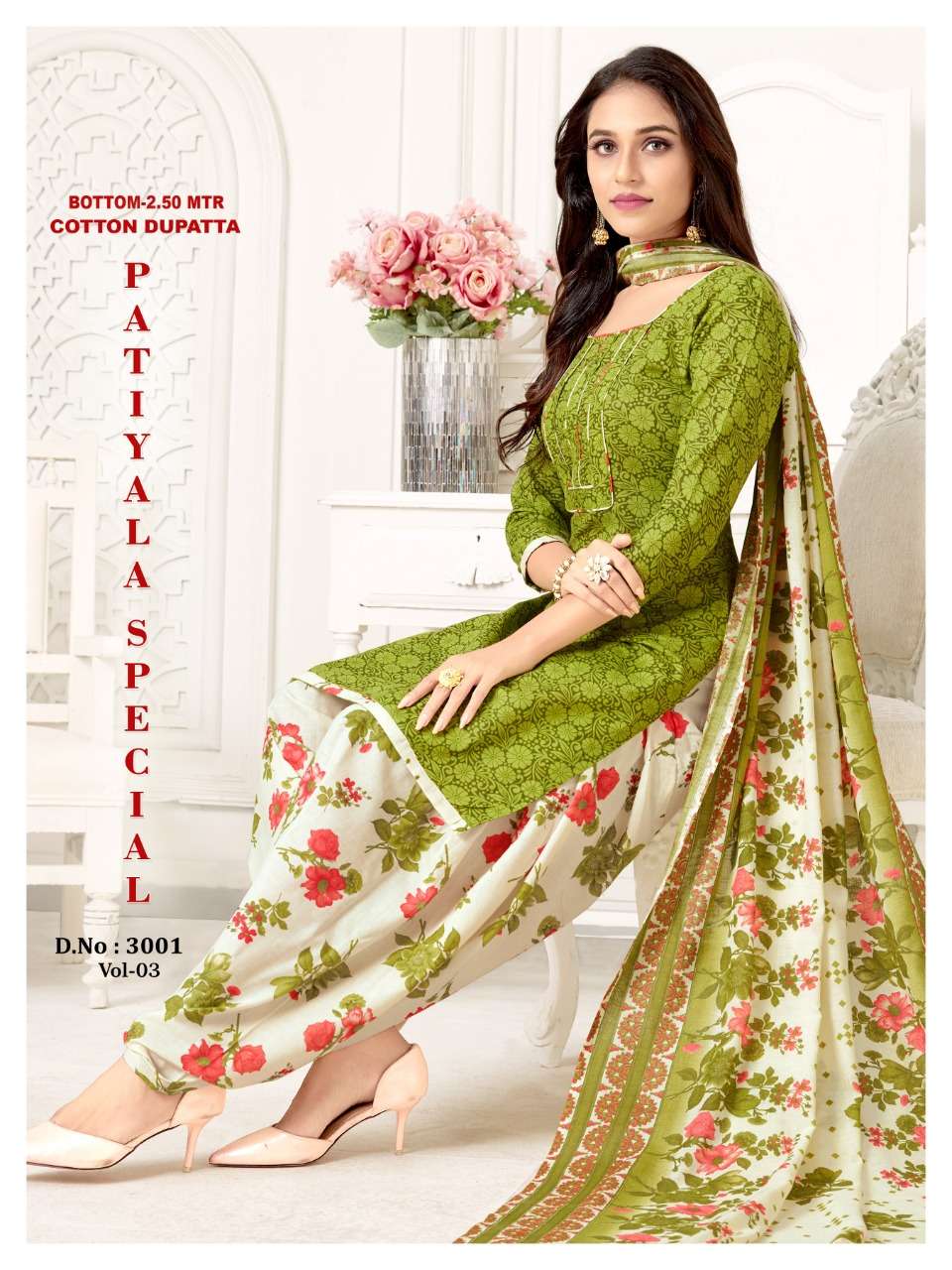 PATIYALA SPECIAL VOL-2 BY VANDANA 3001 TO 3012 SERIES BEAUTIFUL PATIYALA SUITS STYLISH FANCY COLORFUL PARTY WEAR & OCCASIONAL WEAR COTTON PRINTED DRESSES AT WHOLESALE PRICE