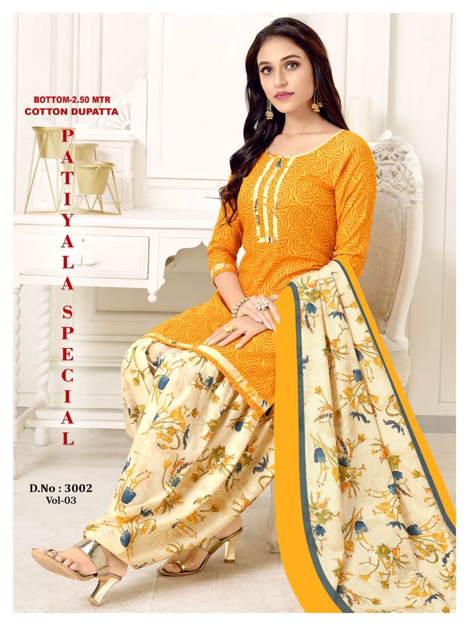 PATIYALA SPECIAL VOL-2 BY VANDANA 3001 TO 3012 SERIES BEAUTIFUL PATIYALA SUITS STYLISH FANCY COLORFUL PARTY WEAR & OCCASIONAL WEAR COTTON PRINTED DRESSES AT WHOLESALE PRICE