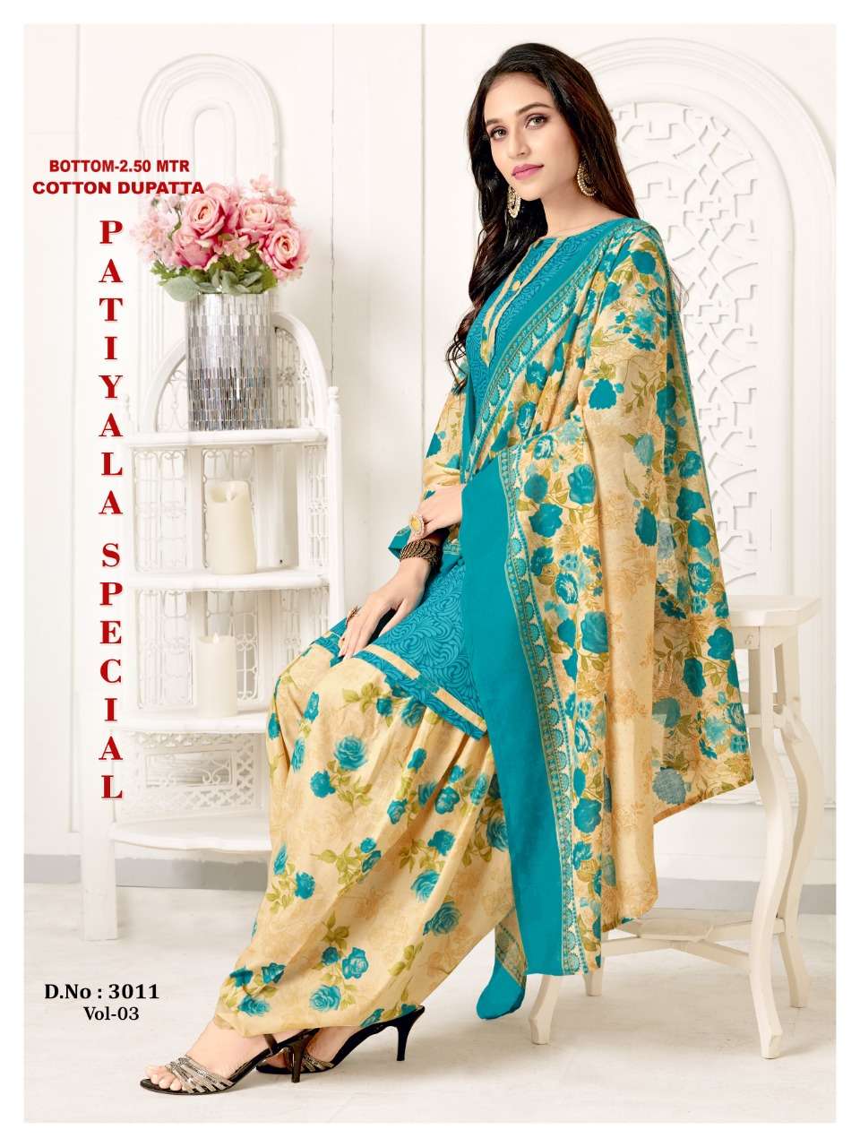 PATIYALA SPECIAL VOL-2 BY VANDANA 3001 TO 3012 SERIES BEAUTIFUL PATIYALA SUITS STYLISH FANCY COLORFUL PARTY WEAR & OCCASIONAL WEAR COTTON PRINTED DRESSES AT WHOLESALE PRICE