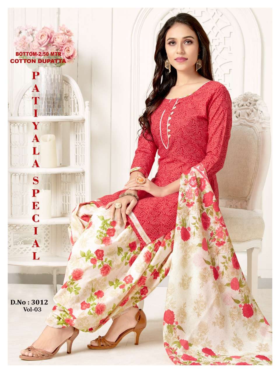 PATIYALA SPECIAL VOL-2 BY VANDANA 3001 TO 3012 SERIES BEAUTIFUL PATIYALA SUITS STYLISH FANCY COLORFUL PARTY WEAR & OCCASIONAL WEAR COTTON PRINTED DRESSES AT WHOLESALE PRICE