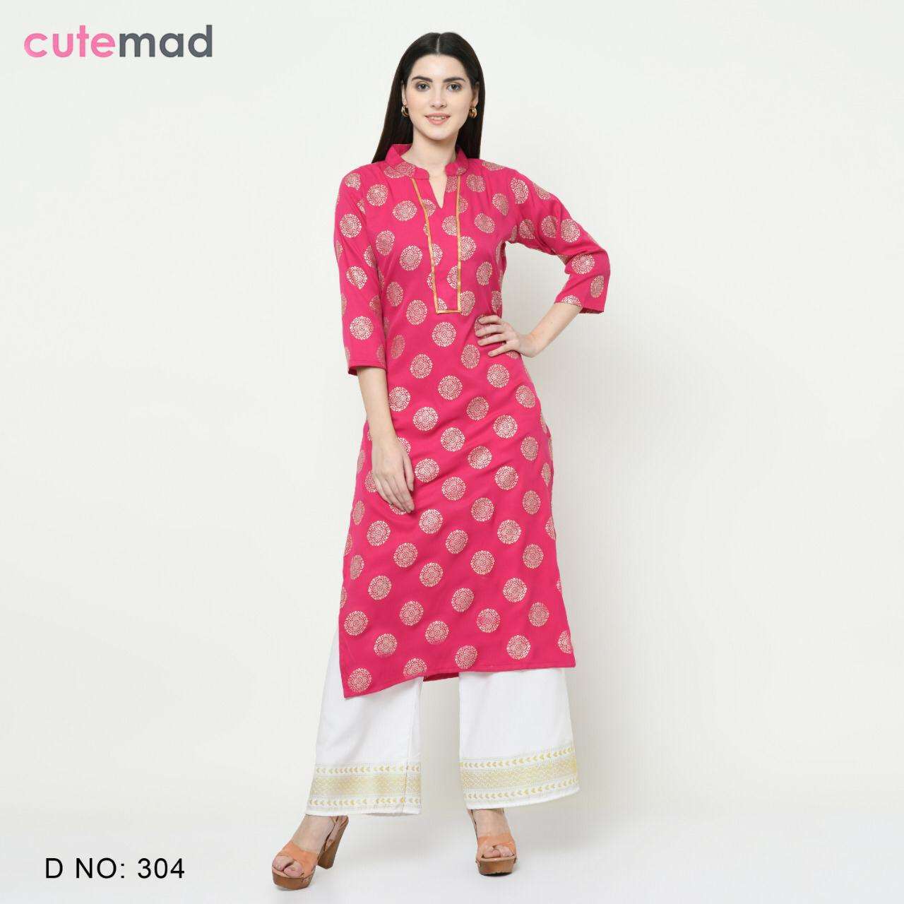 CUTEMADE VOL-3 BY KESARI EXPORT 301 TO 306 SERIES BEAUTIFUL COLORFUL STYLISH FANCY CASUAL WEAR & ETHNIC WEAR & READY TO WEAR AMERICAN CRAPE KURTIS AT WHOLESALE PRICE