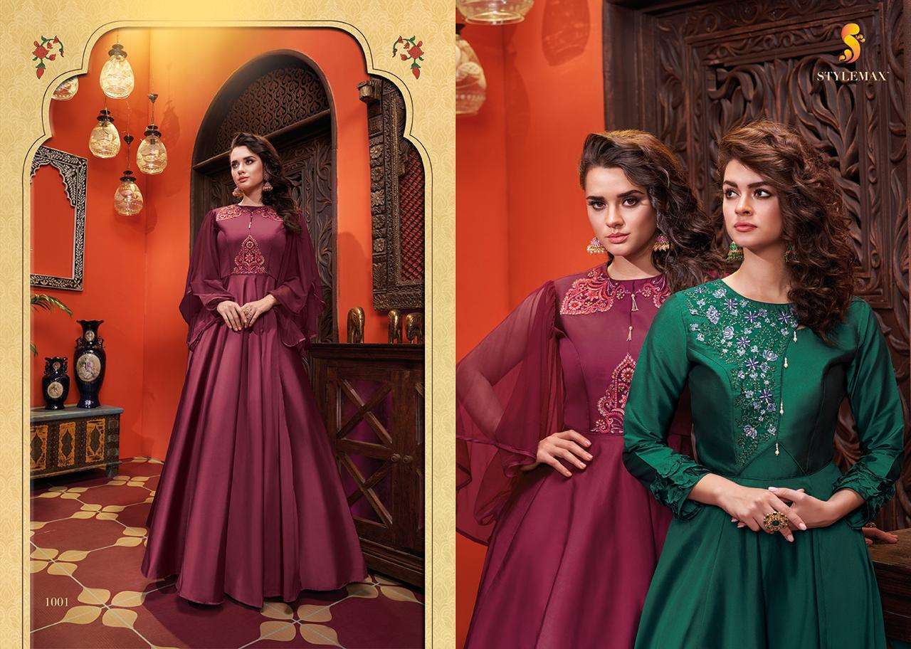 ALMIRAH VOL-3 BY STYLEMAX 1001 TO 1006 SERIES BEAUTIFUL COLORFUL STYLISH FANCY CASUAL WEAR & ETHNIC WEAR & READY TO WEAR HEAVY SOFT SILK WITH EMBROIDERY GOWN AT WHOLESALE PRICE