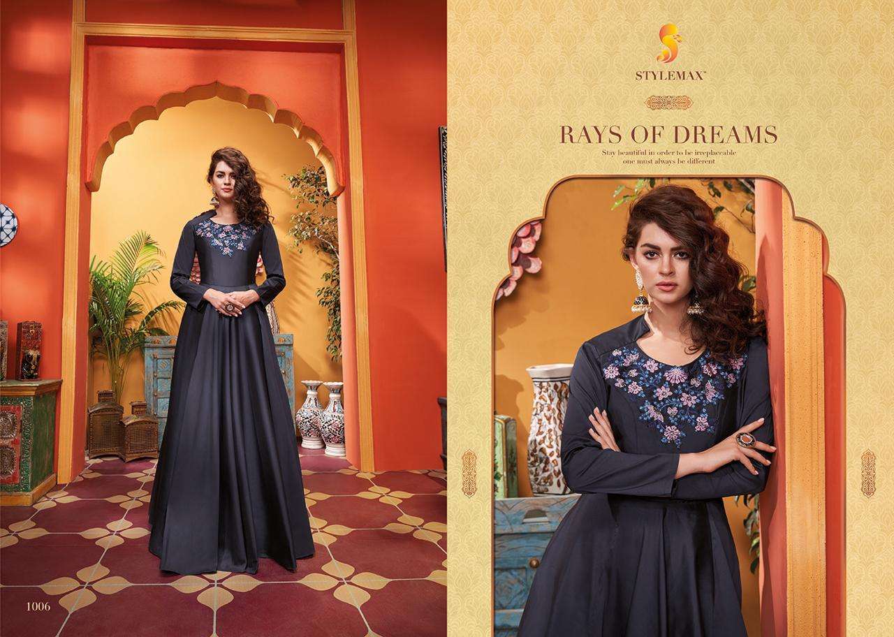 ALMIRAH VOL-3 BY STYLEMAX 1001 TO 1006 SERIES BEAUTIFUL COLORFUL STYLISH FANCY CASUAL WEAR & ETHNIC WEAR & READY TO WEAR HEAVY SOFT SILK WITH EMBROIDERY GOWN AT WHOLESALE PRICE