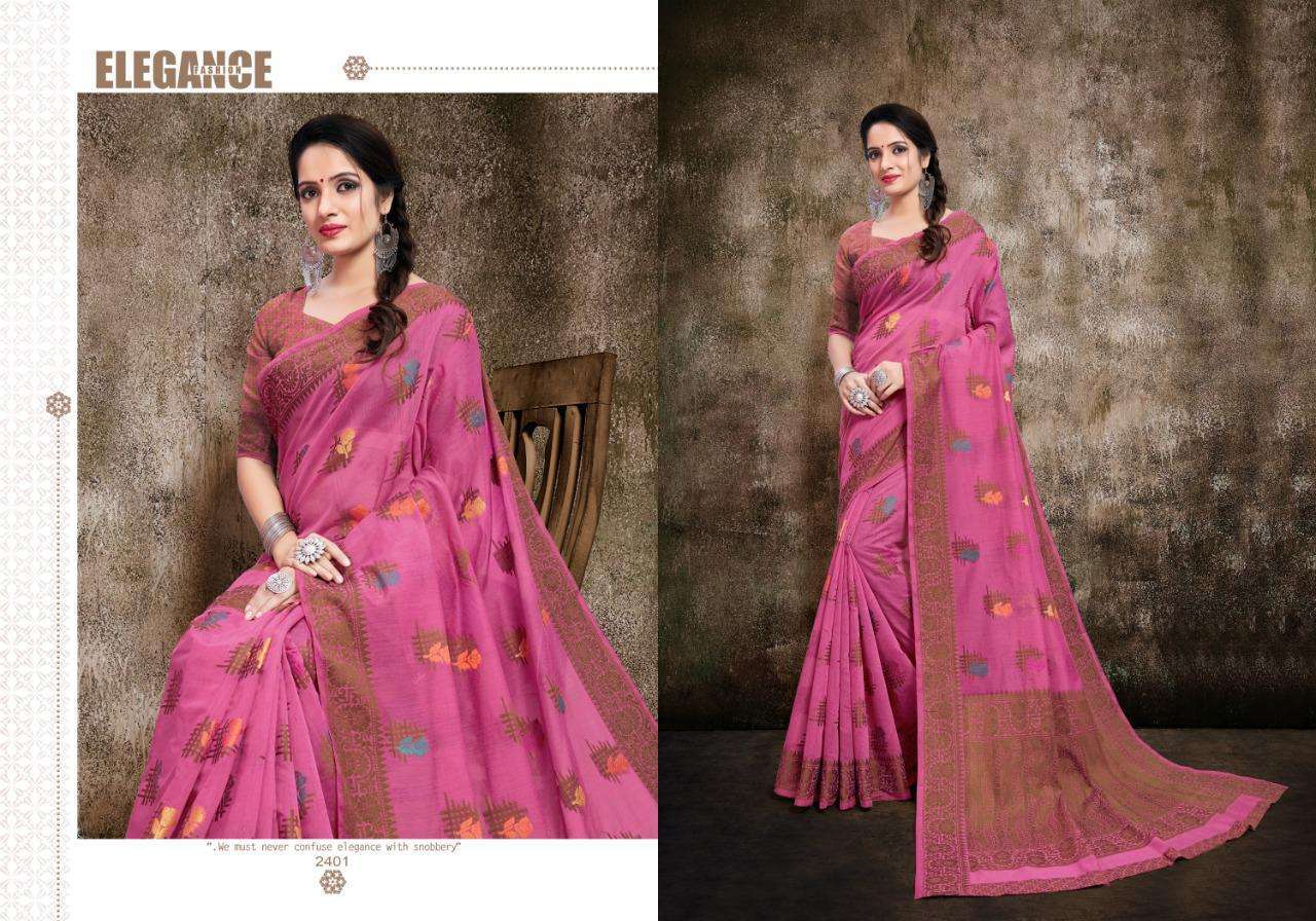 VELLORA VOL-14 BY VELLORA 2401 TO 2405 SERIES INDIAN TRADITIONAL WEAR COLLECTION BEAUTIFUL STYLISH FANCY COLORFUL PARTY WEAR & OCCASIONAL WEAR BANARASI COTTON SILK SAREES AT WHOLESALE PRICE