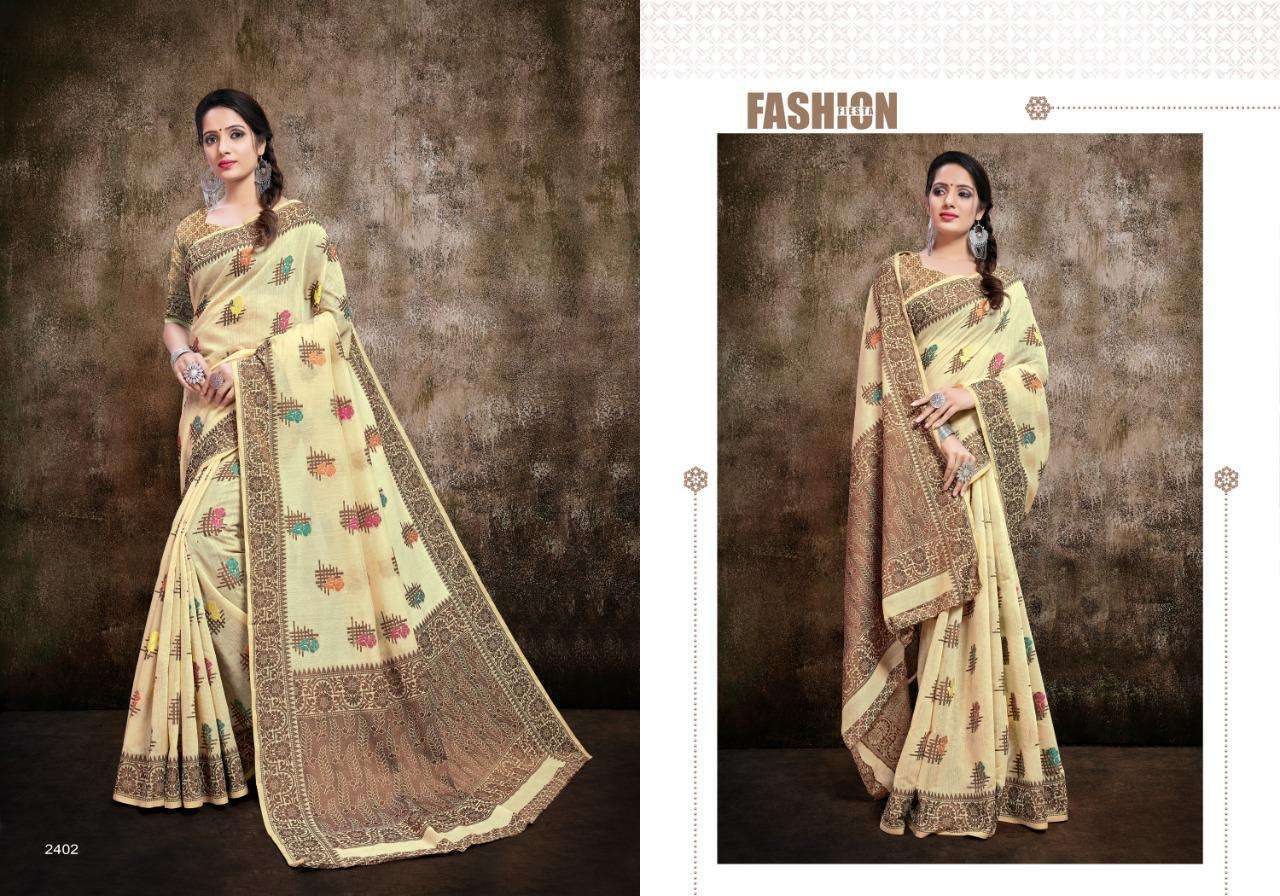 VELLORA VOL-14 BY VELLORA 2401 TO 2405 SERIES INDIAN TRADITIONAL WEAR COLLECTION BEAUTIFUL STYLISH FANCY COLORFUL PARTY WEAR & OCCASIONAL WEAR BANARASI COTTON SILK SAREES AT WHOLESALE PRICE