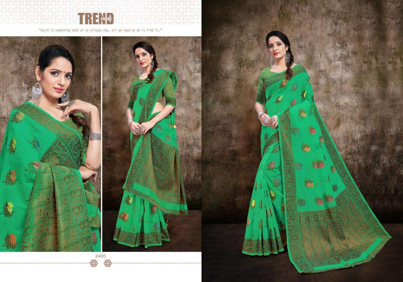 VELLORA VOL-14 BY VELLORA 2401 TO 2405 SERIES INDIAN TRADITIONAL WEAR COLLECTION BEAUTIFUL STYLISH FANCY COLORFUL PARTY WEAR & OCCASIONAL WEAR BANARASI COTTON SILK SAREES AT WHOLESALE PRICE