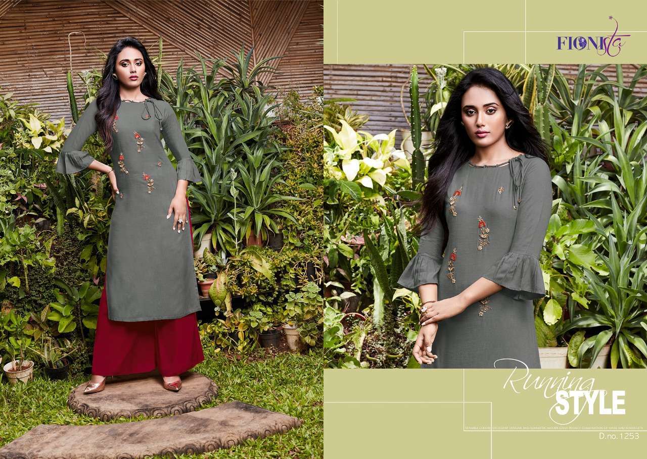 SPARKLE BY FIONISTA 1251 TO 1257 SERIES STYLISH FANCY BEAUTIFUL COLORFUL CASUAL WEAR & ETHNIC WEAR HEAVY RAYON WITH HANDWORK KURTIS AT WHOLESALE PRICE