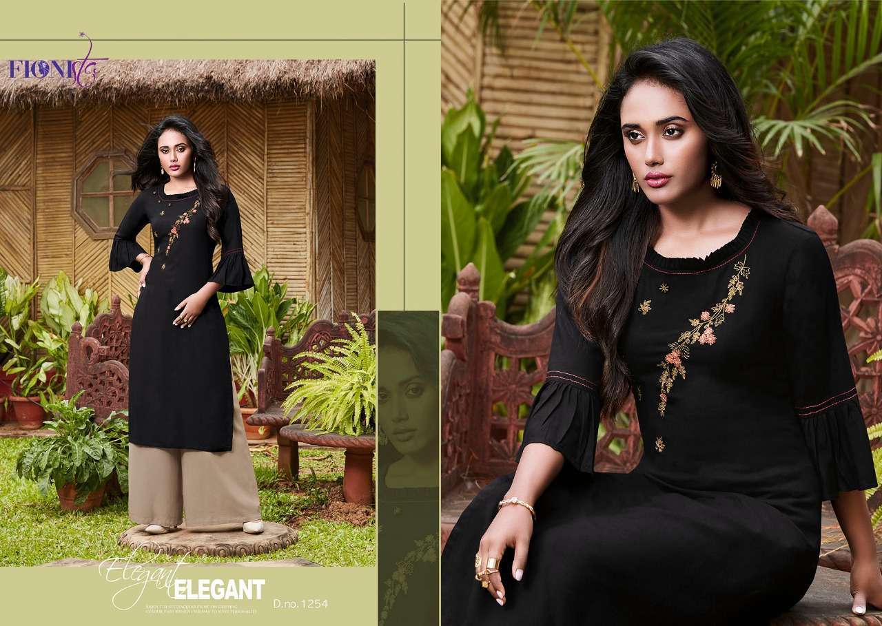 SPARKLE BY FIONISTA 1251 TO 1257 SERIES STYLISH FANCY BEAUTIFUL COLORFUL CASUAL WEAR & ETHNIC WEAR HEAVY RAYON WITH HANDWORK KURTIS AT WHOLESALE PRICE