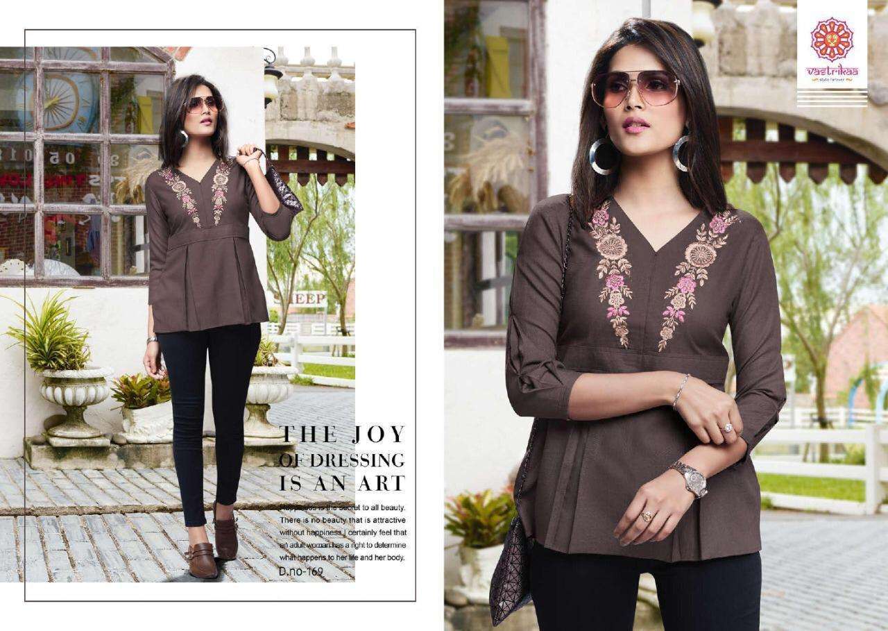 GRACE BY VASTRIKAA 169 TO 176 SERIES BEAUTIFUL STYLISH FANCY COLORFUL CASUAL WEAR & ETHNIC WEAR COTTON BLEND TOPS AT WHOLESALE PRICE