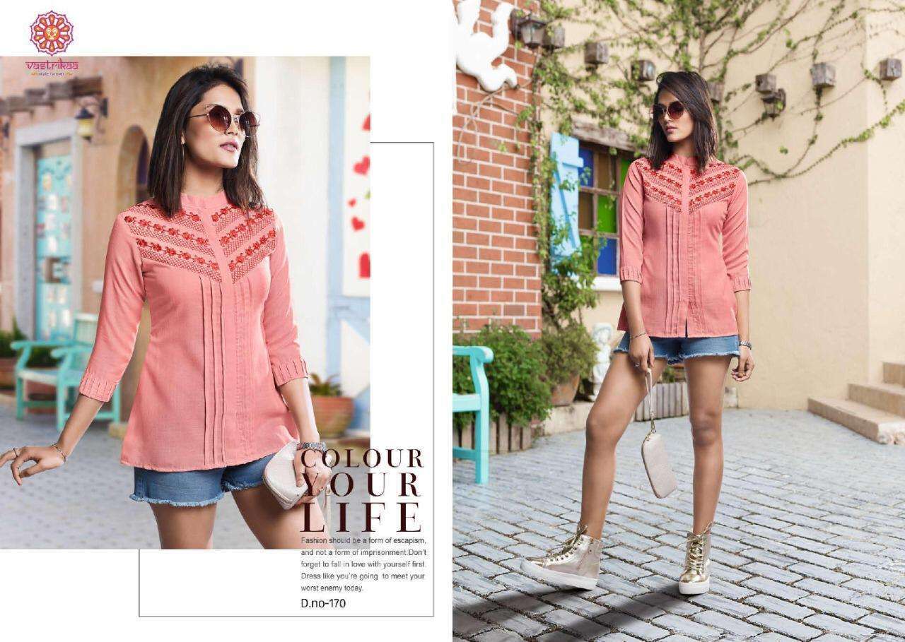 GRACE BY VASTRIKAA 169 TO 176 SERIES BEAUTIFUL STYLISH FANCY COLORFUL CASUAL WEAR & ETHNIC WEAR COTTON BLEND TOPS AT WHOLESALE PRICE