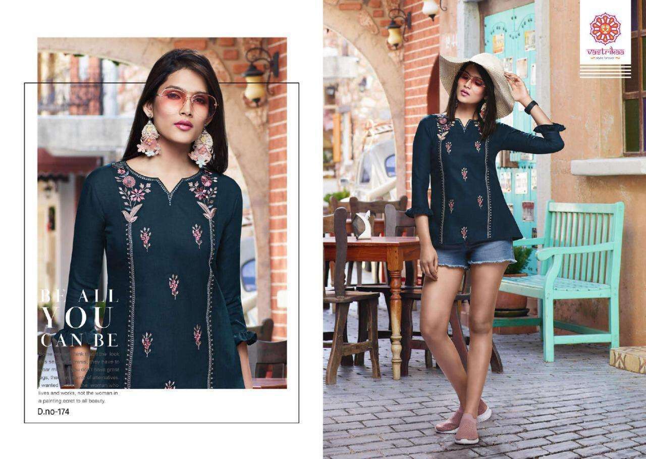 GRACE BY VASTRIKAA 169 TO 176 SERIES BEAUTIFUL STYLISH FANCY COLORFUL CASUAL WEAR & ETHNIC WEAR COTTON BLEND TOPS AT WHOLESALE PRICE